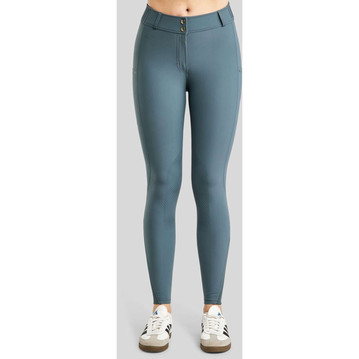 Montar Pantalones MoZuna Gun Metal Crystals Agarre de rodilla Pizarra oscura