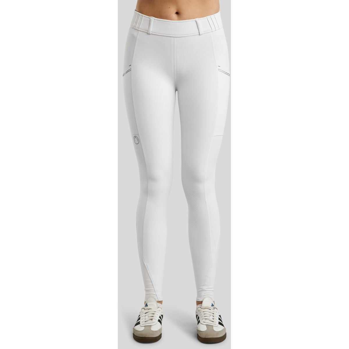 Montar Legging de Equitación MoZuna Gun Metal Crystals Full Grip Blanco