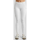 Montar Legging de Equitación MoZuna Gun Metal Crystals Full Grip Blanco