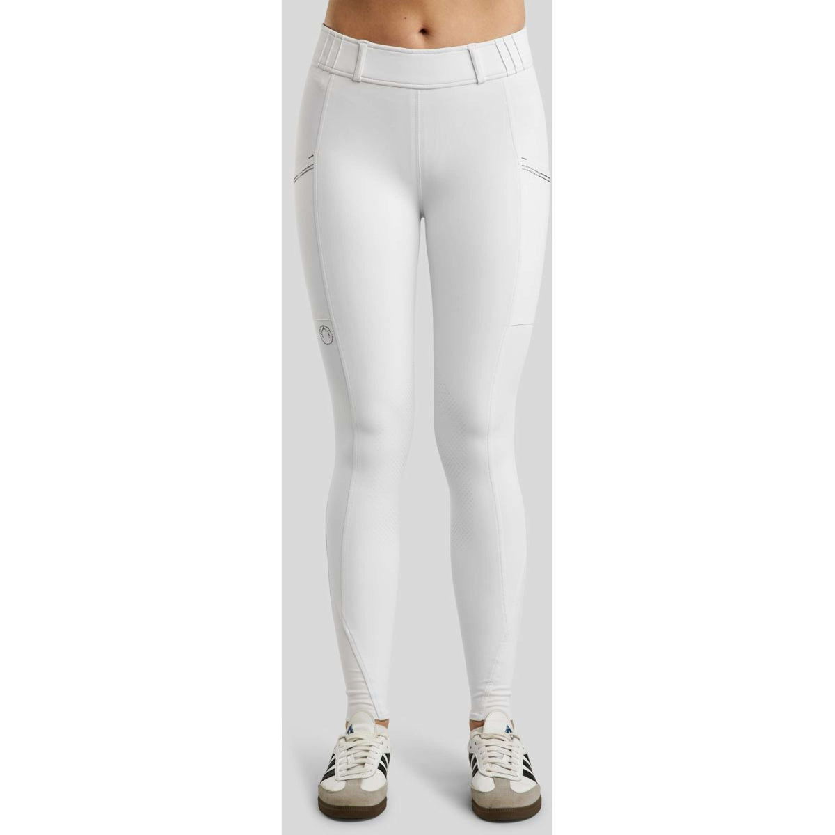 Montar Legging de Equitación MoZuna Gun Metal Crystals Full Grip Blanco