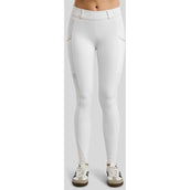 Montar Legging de Equitación MoZuna Gun Metal Crystals Full Grip Blanco