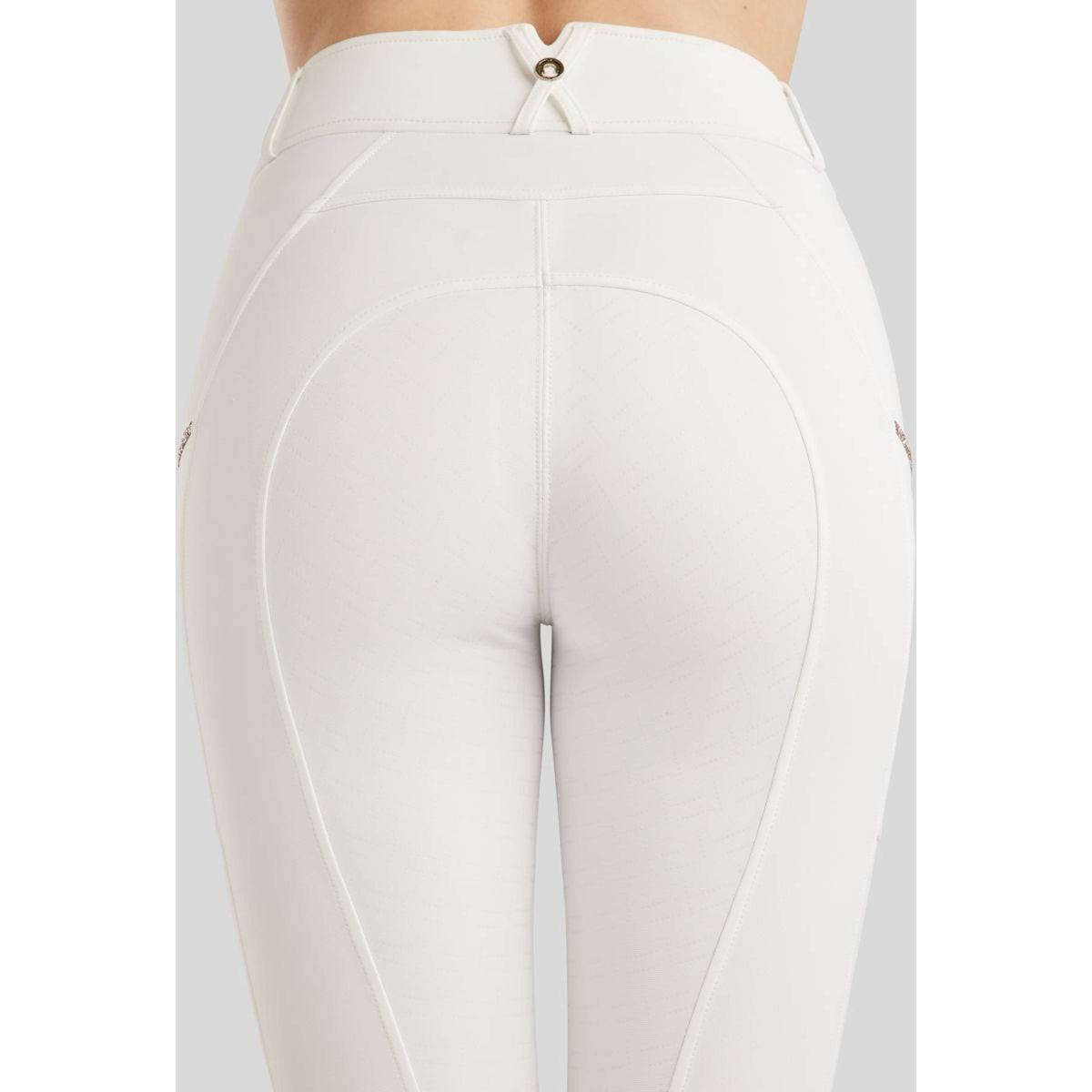 Montar Pantalón de Equitación MoLila Champagne Crystals Full Grip Blanco