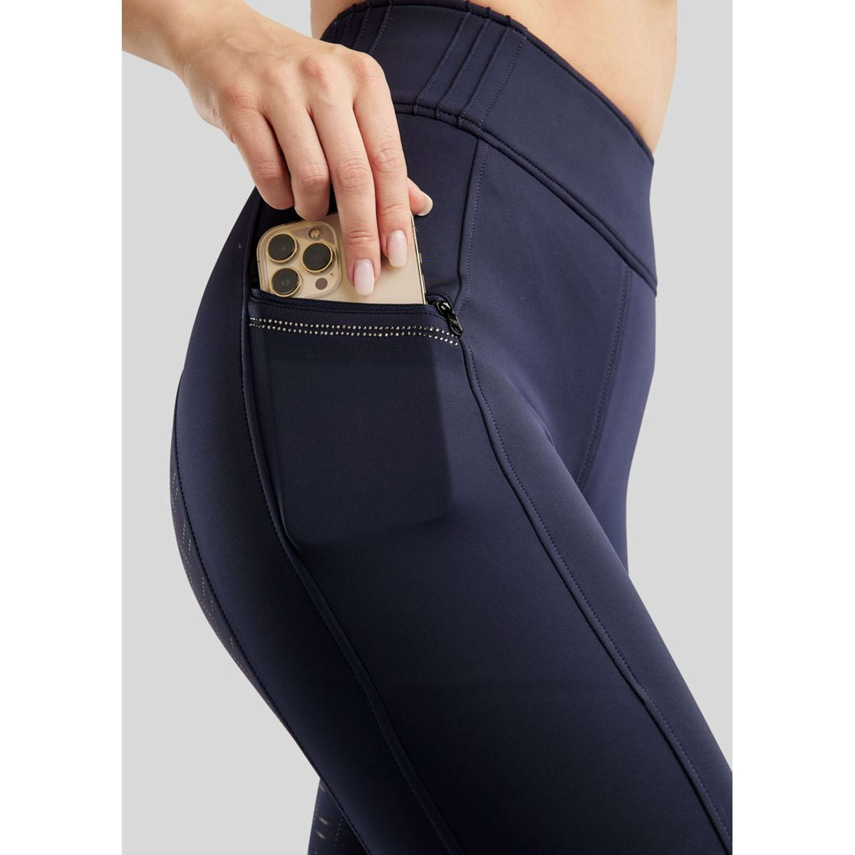 Montar Legging de Equitación MoPearl Pintuck Full Grip Navy