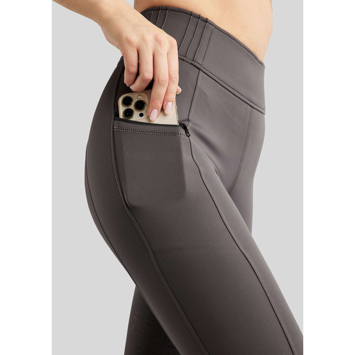 Montar Legging de Equitación MoPearl Pintuck Full Grip Slate Grey