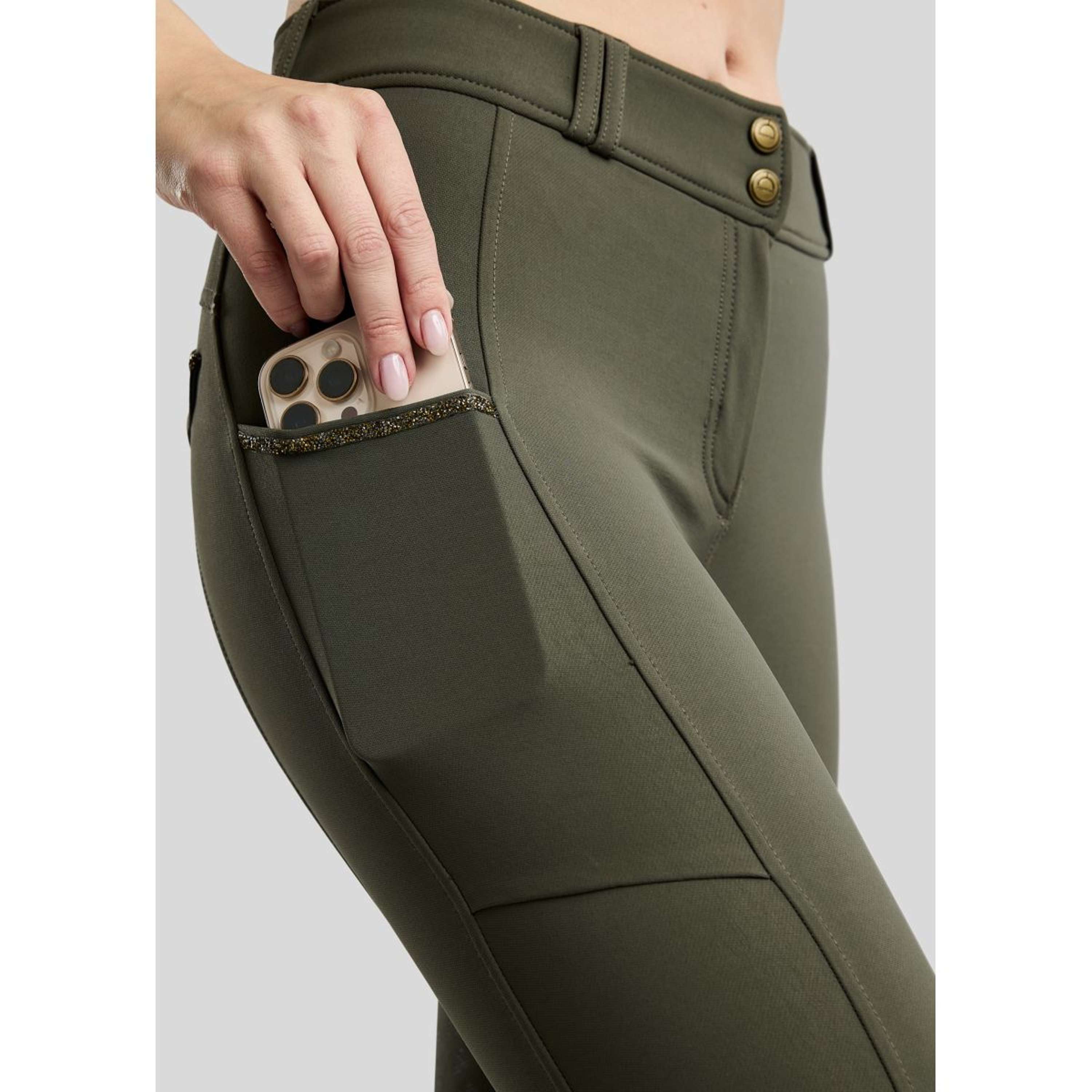 Montar Pantalón de Equitación MoVeronica Golden Quartz Full Grip Forest Green