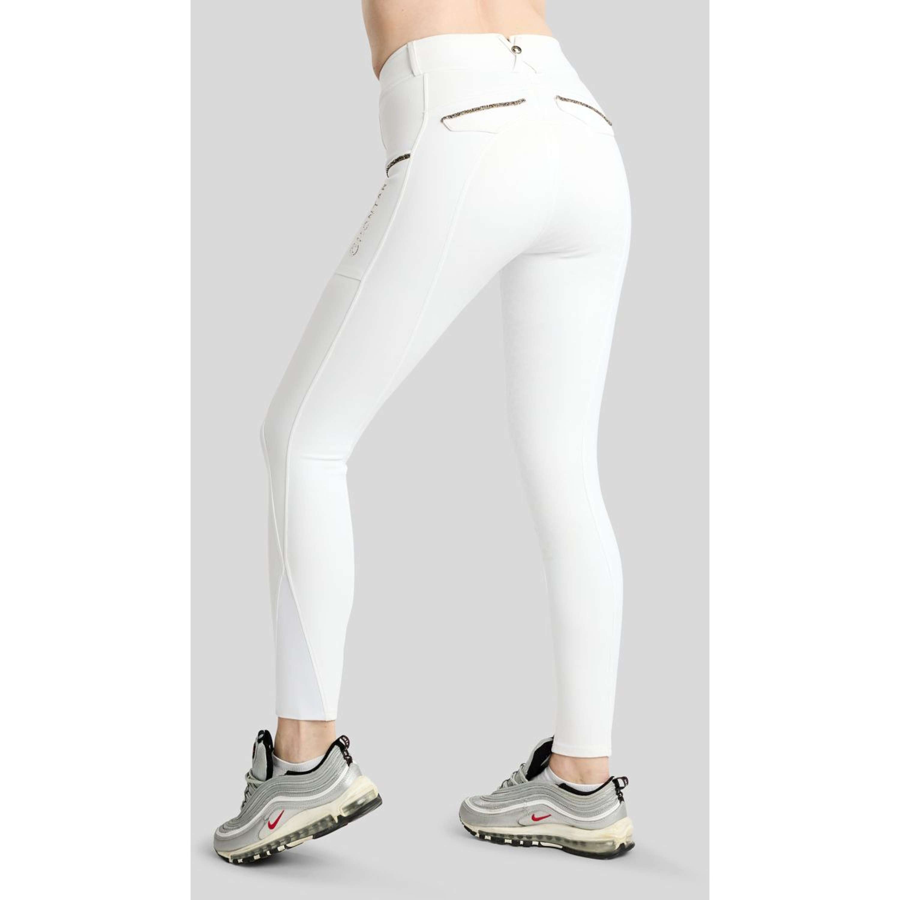Montar Pantalón de Equitación MoVeronica Golden Quartz Full Grip Blanco