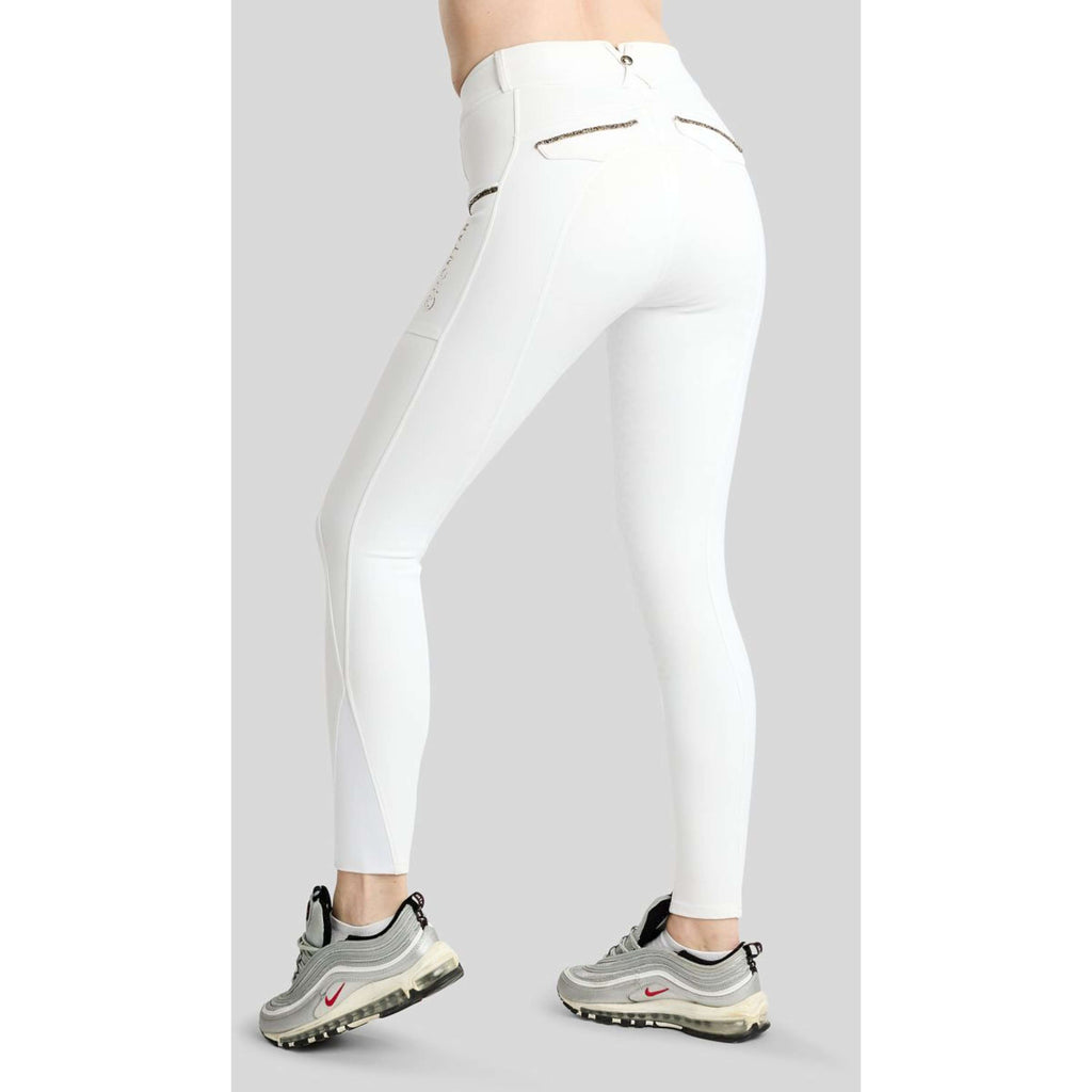 Montar Pantalón de Equitación MoVeronica Golden Quartz Full Grip Blanco