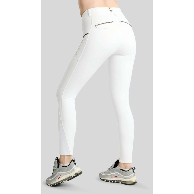 Montar Pantalón de Equitación MoVeronica Golden Quartz Full Grip Blanco