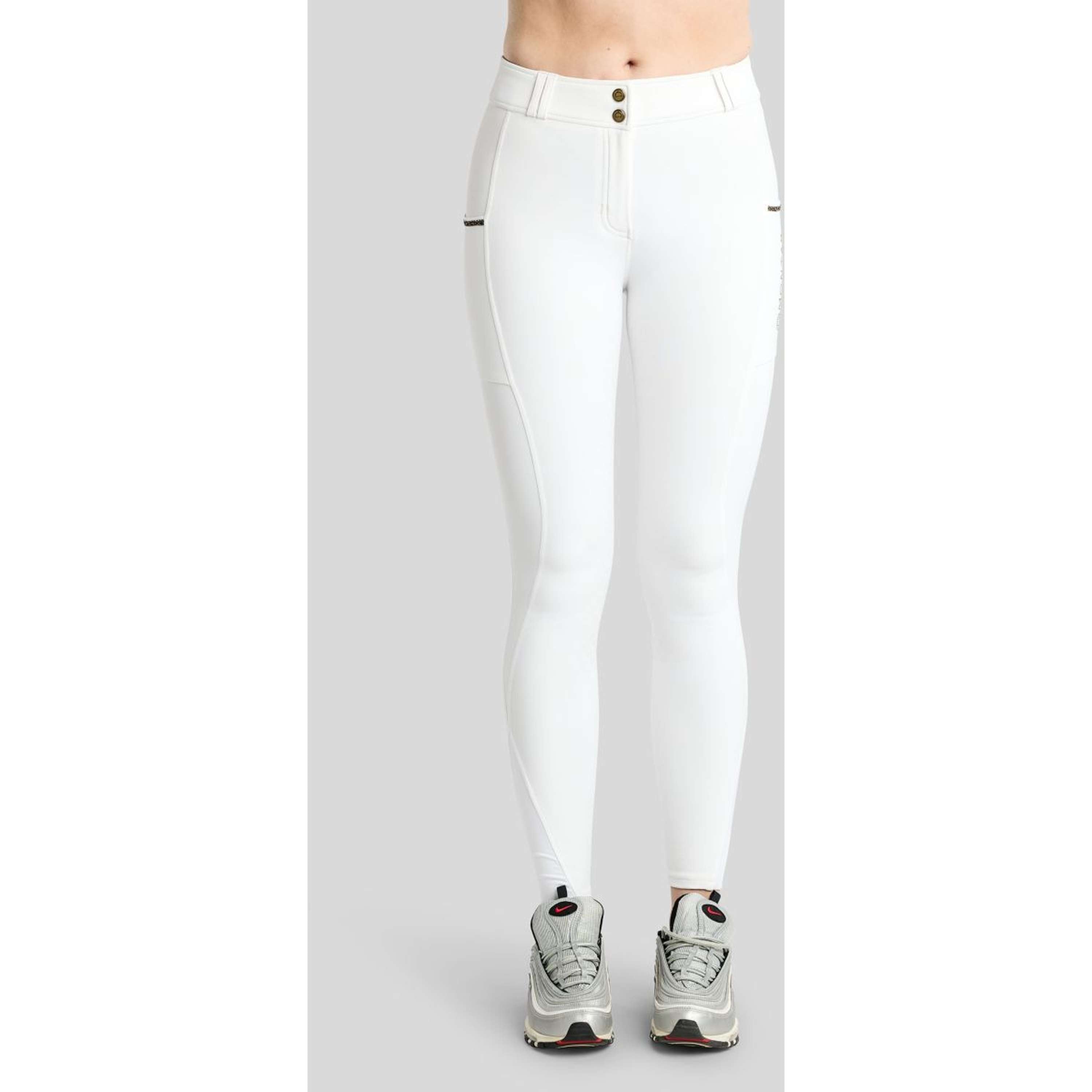 Montar Pantalón de Equitación MoVeronica Golden Quartz Full Grip Blanco