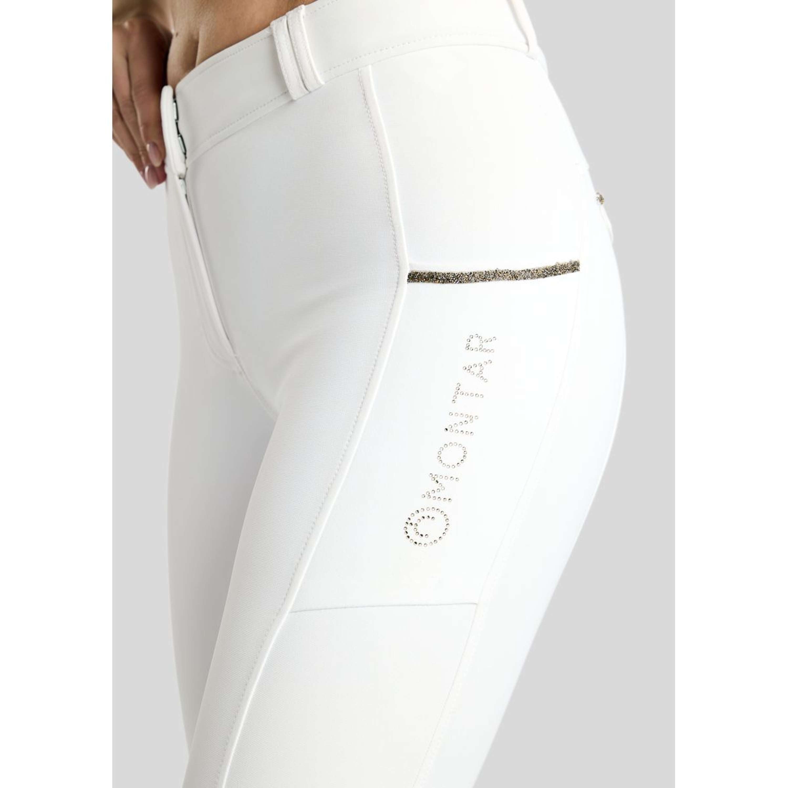 Montar Pantalón de Equitación MoVeronica Golden Quartz Full Grip Blanco