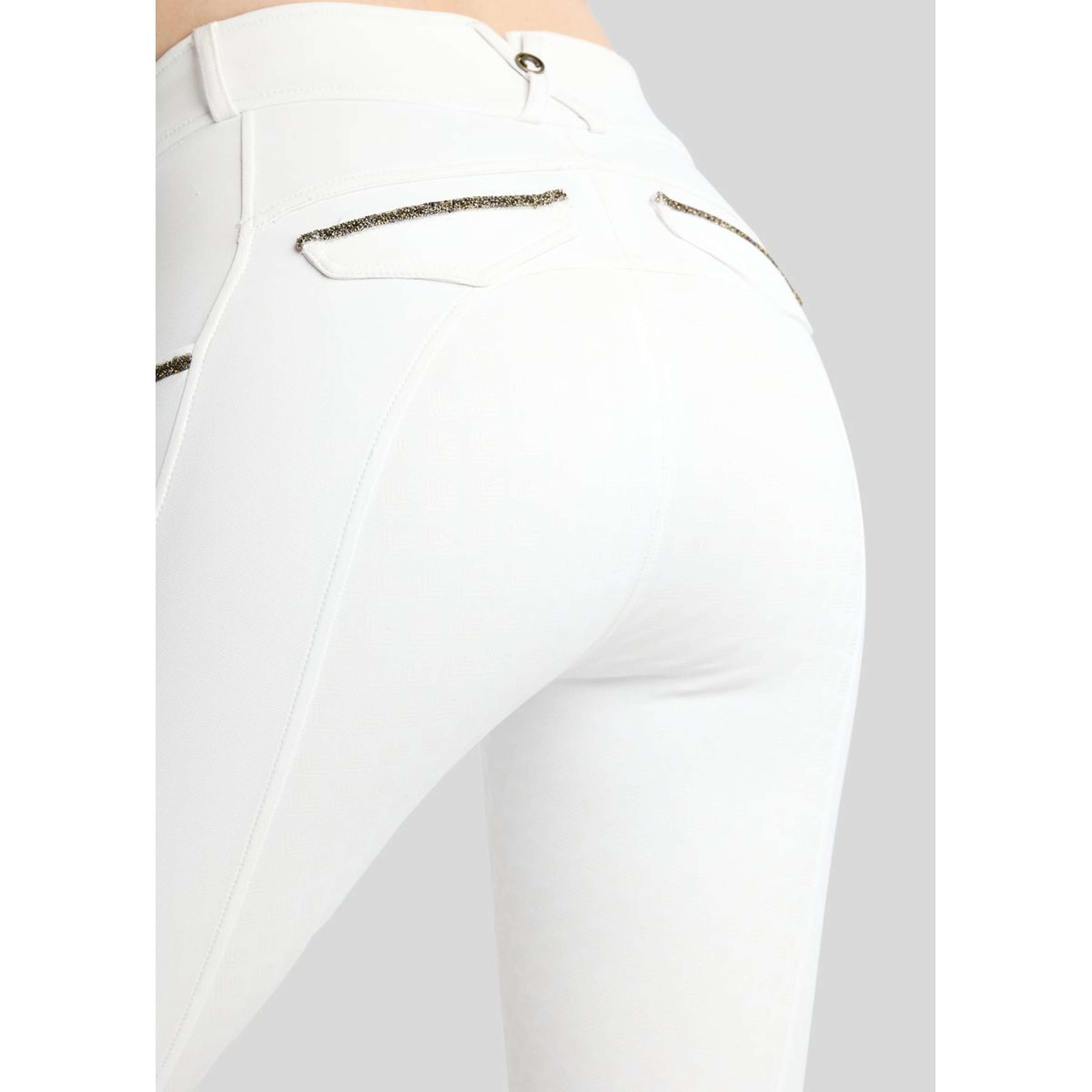 Montar Pantalón de Equitación MoVeronica Golden Quartz Full Grip Blanco