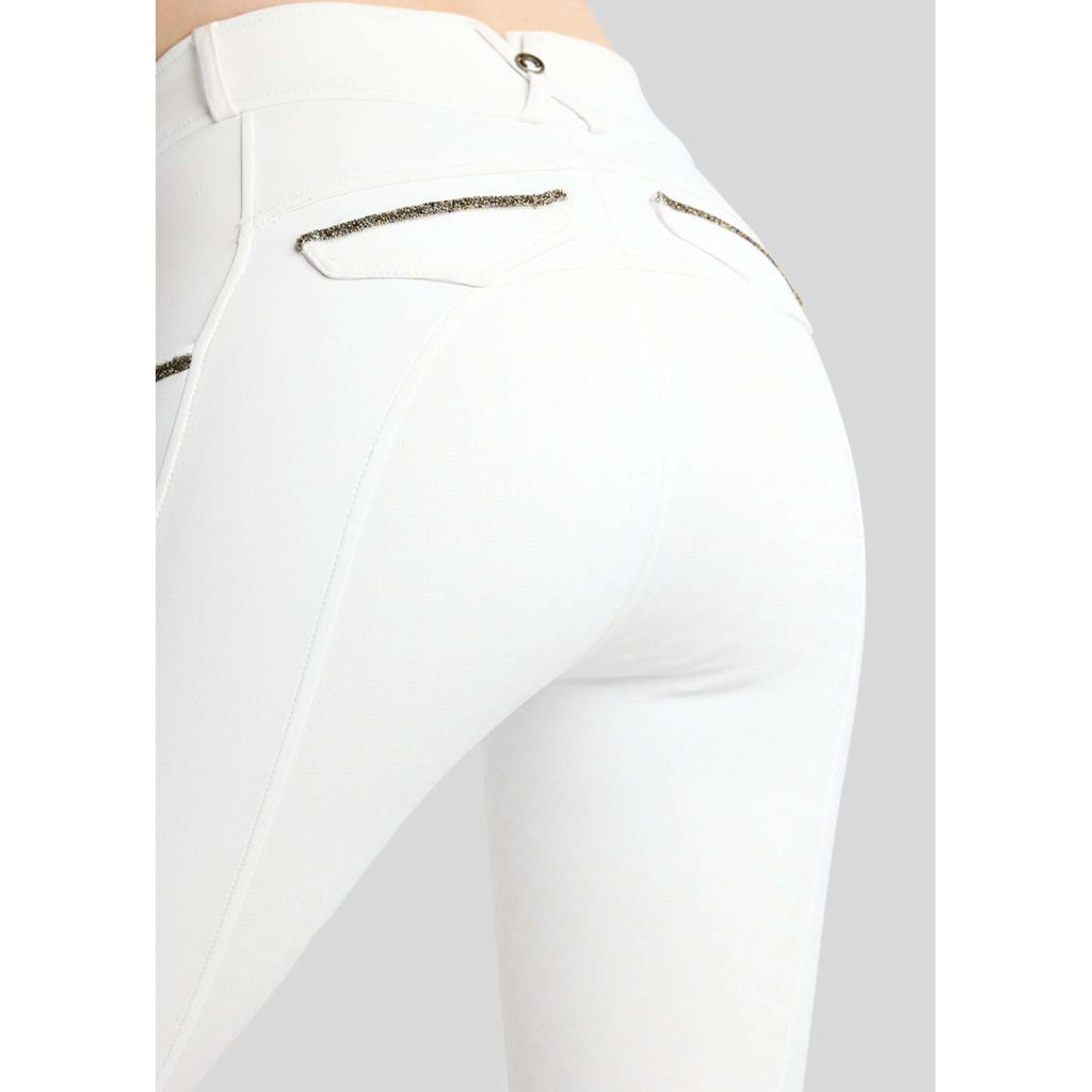 Montar Pantalón de Equitación MoVeronica Golden Quartz Full Grip Blanco