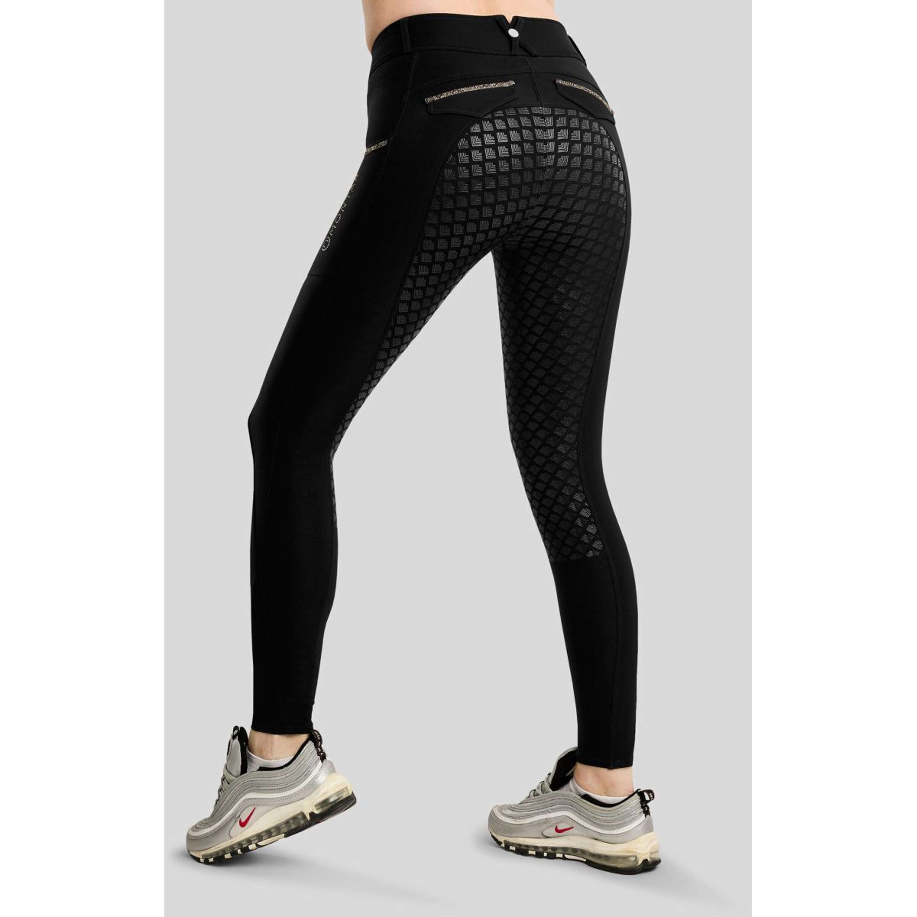 Montar Pantalón de Equitación MoVeronica Golden Quartz Full Grip Negro