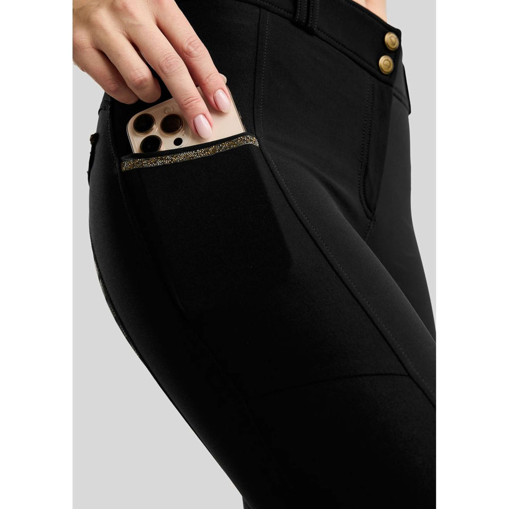 Montar Pantalón de Equitación MoVeronica Golden Quartz Full Grip Negro