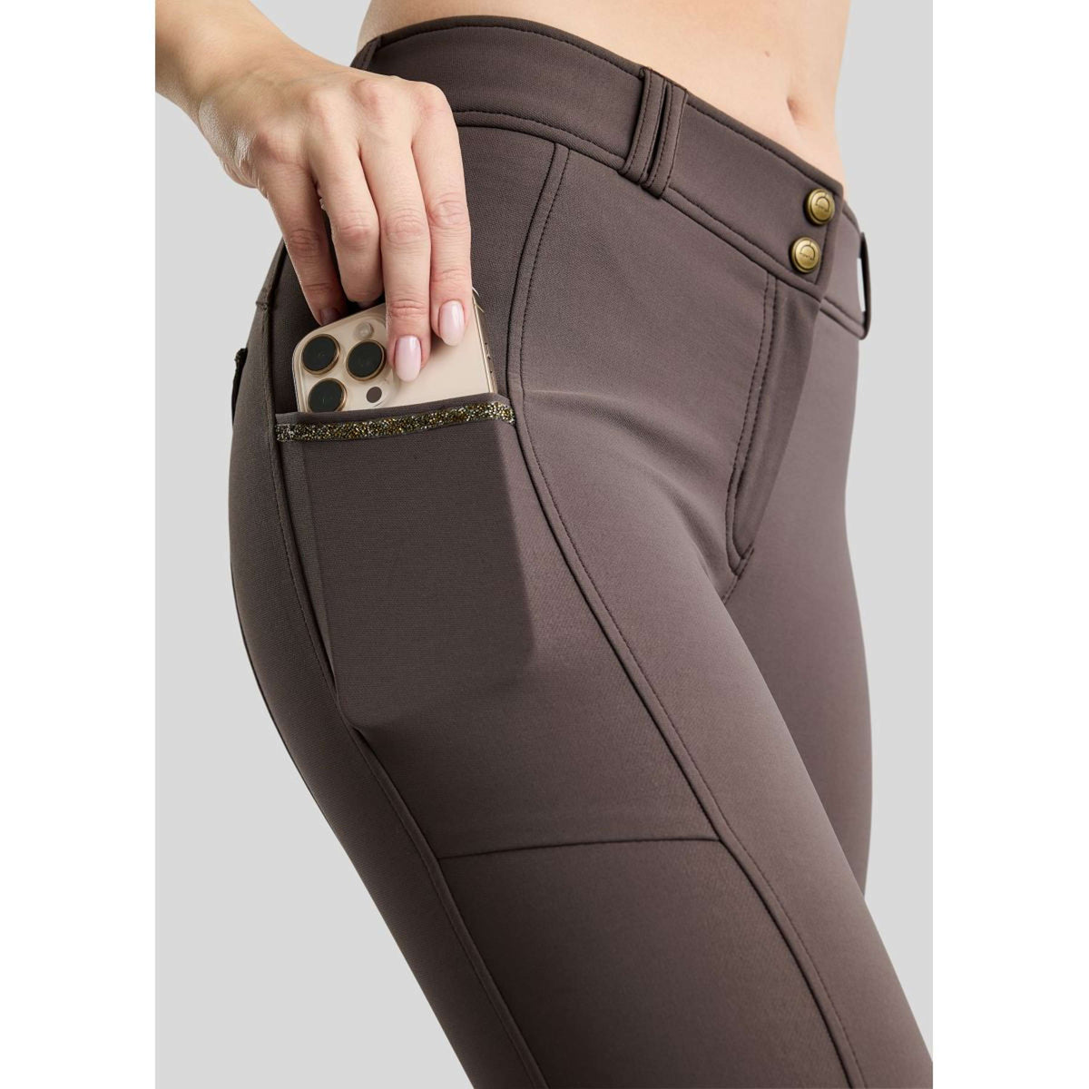 Montar Pantalón de Equitación MoVeronica Golden Quartz Full Grip Black Peony