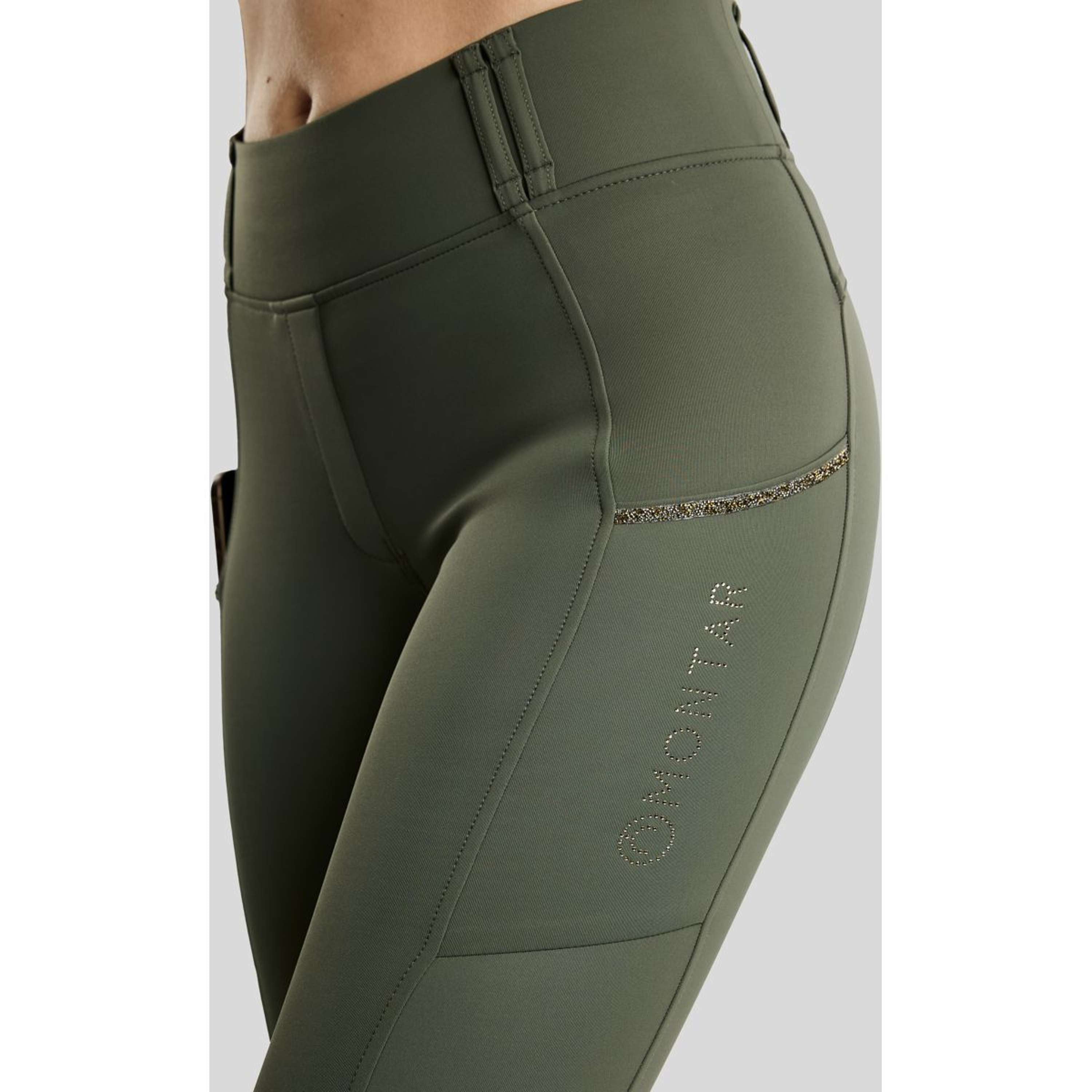 Montar Leggings de montar térmicos MoVeronica Golden Quartz Full Grip Forest Green