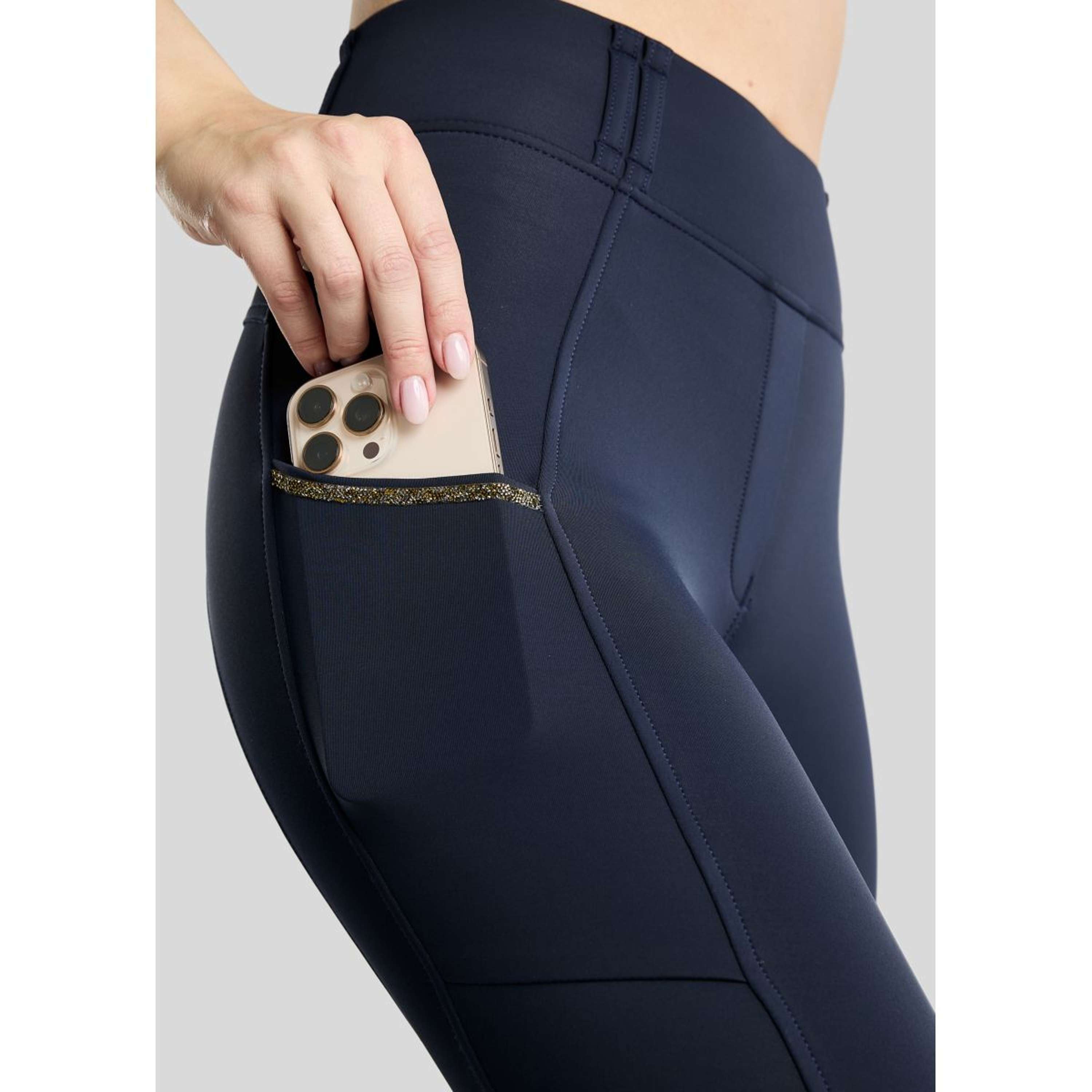 Montar Leggings de montar térmicos MoVeronica Golden Quartz Full Grip Navy
