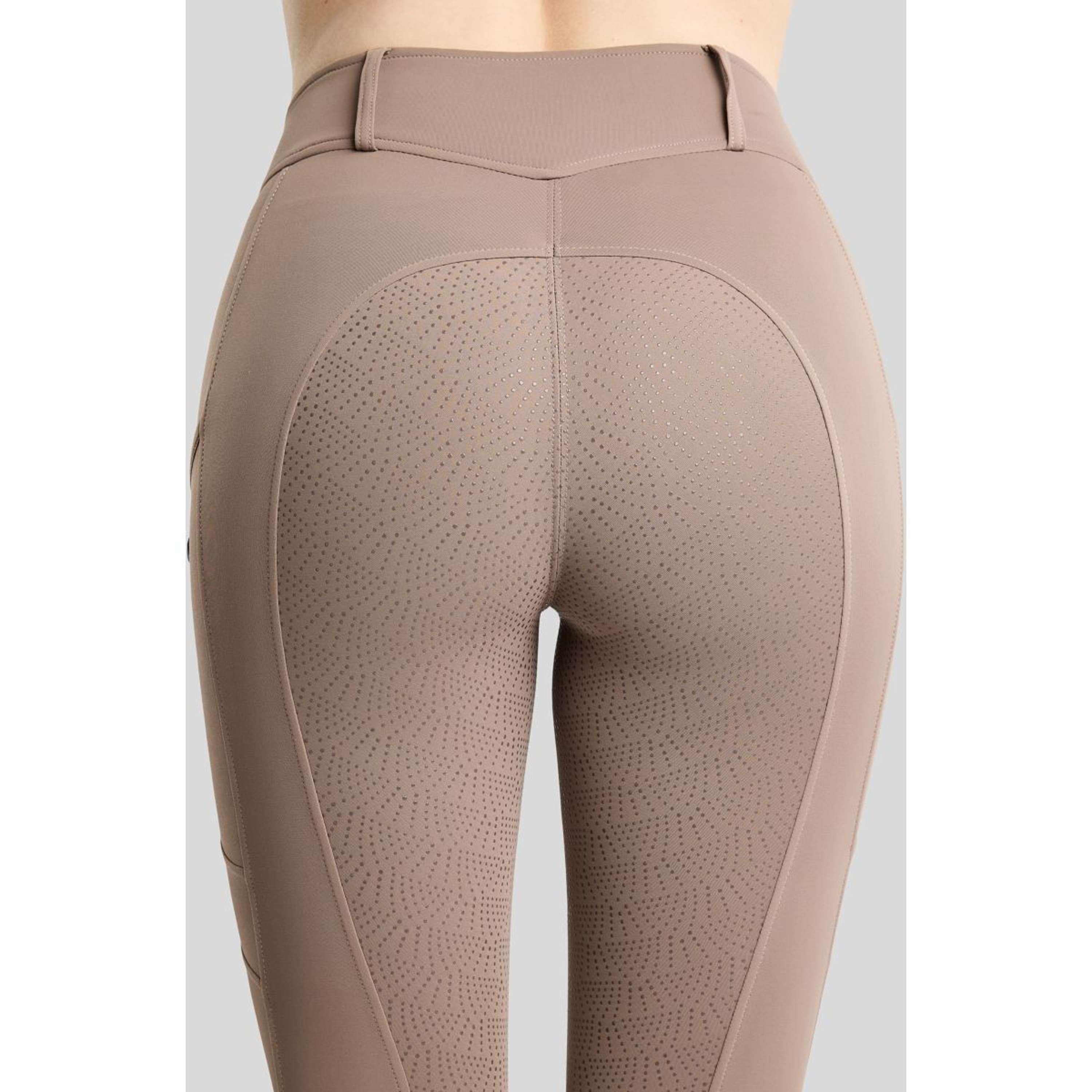 Montar Leggings de montar térmicos MoAddie Hybrid Gun Metal Logo Full Grip Nougat Brown