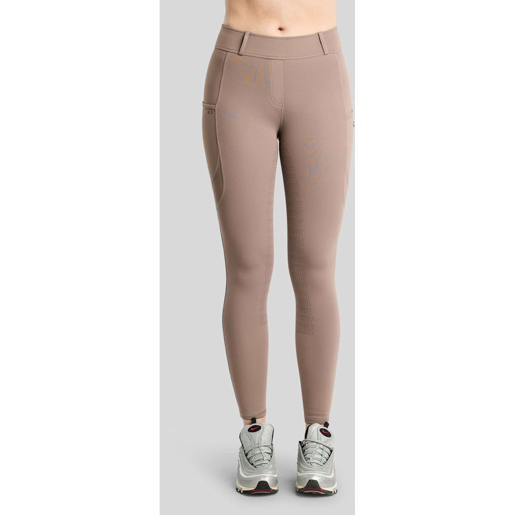 Montar Leggings de montar térmicos MoAddie Hybrid Gun Metal Logo Full Grip Nougat Brown