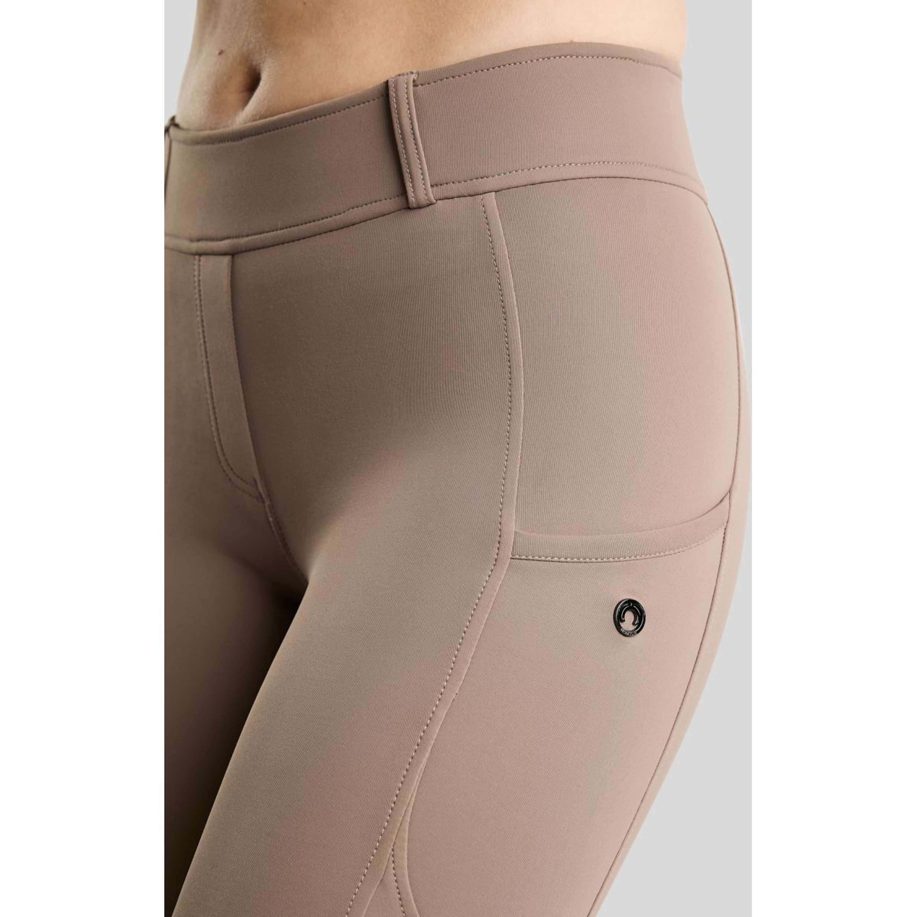 Montar Leggings de montar térmicos MoAddie Hybrid Gun Metal Logo Full Grip Nougat Brown