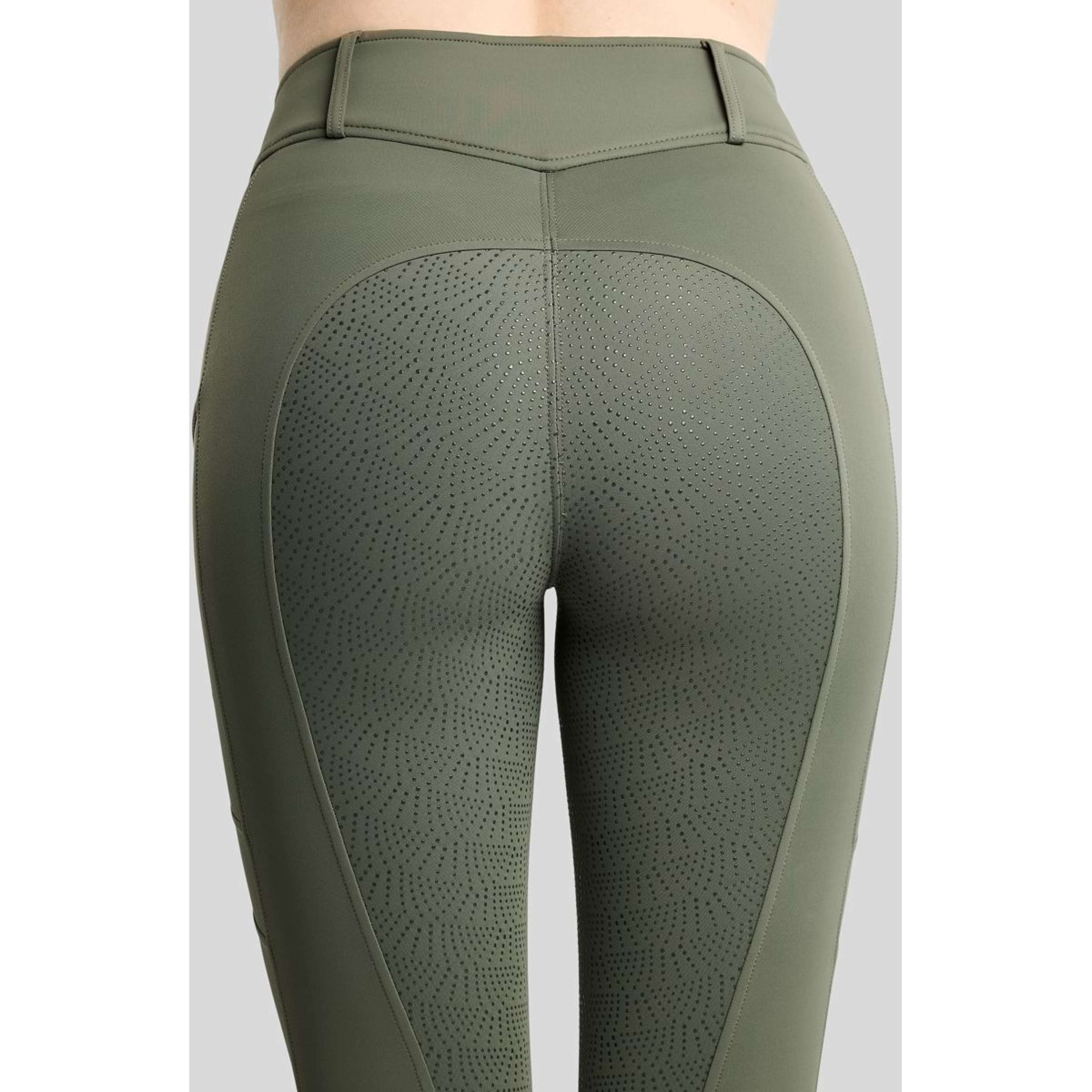 Montar Leggings de montar térmicos MoAddie Hybrid Gun Metal Logo Full Grip Forest Green