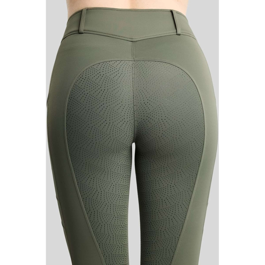 Montar Leggings de montar térmicos MoAddie Hybrid Gun Metal Logo Full Grip Forest Green