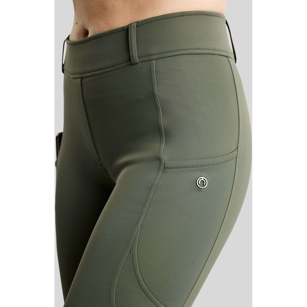 Montar Leggings de montar térmicos MoAddie Hybrid Gun Metal Logo Full Grip Forest Green