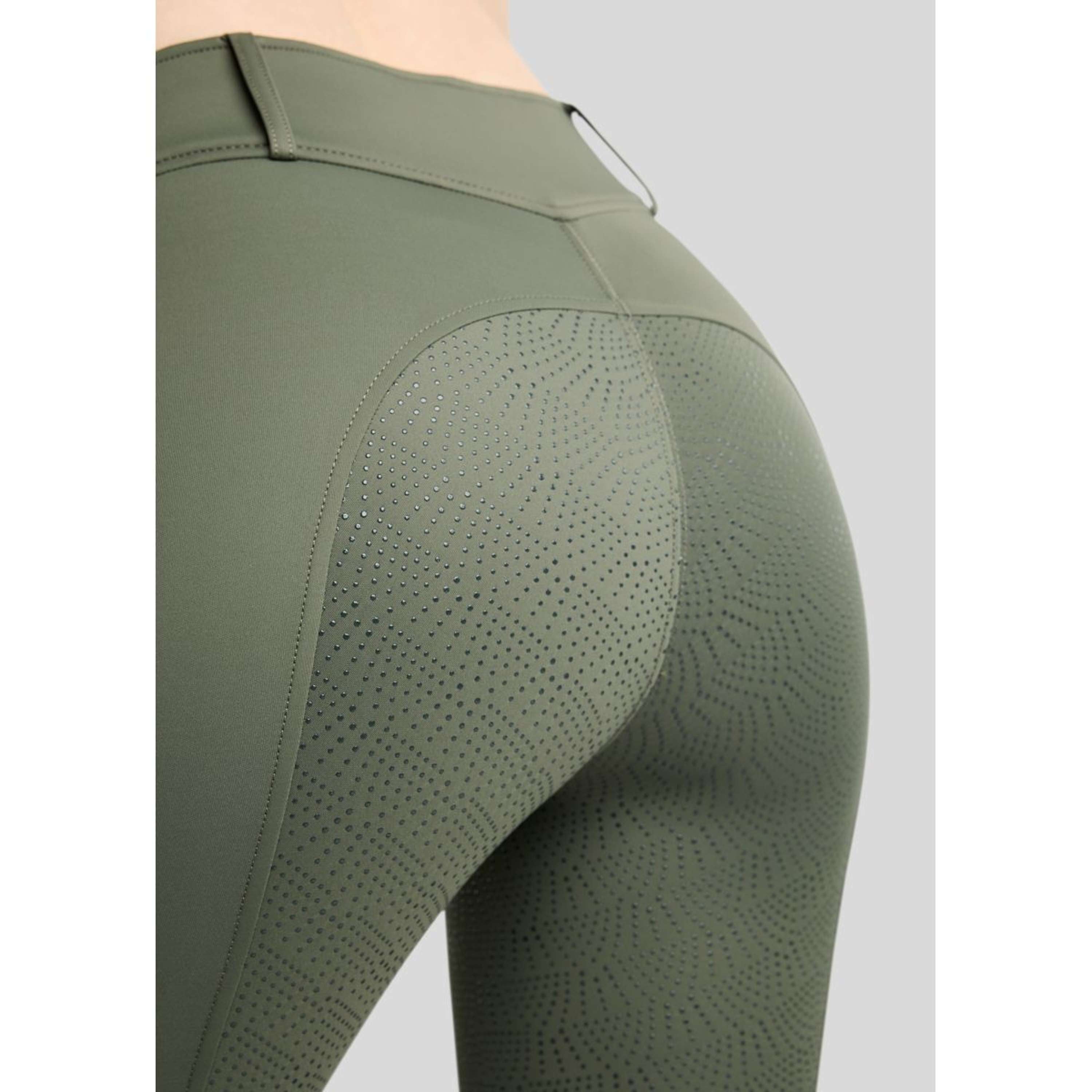 Montar Leggings de montar térmicos MoAddie Hybrid Gun Metal Logo Full Grip Forest Green