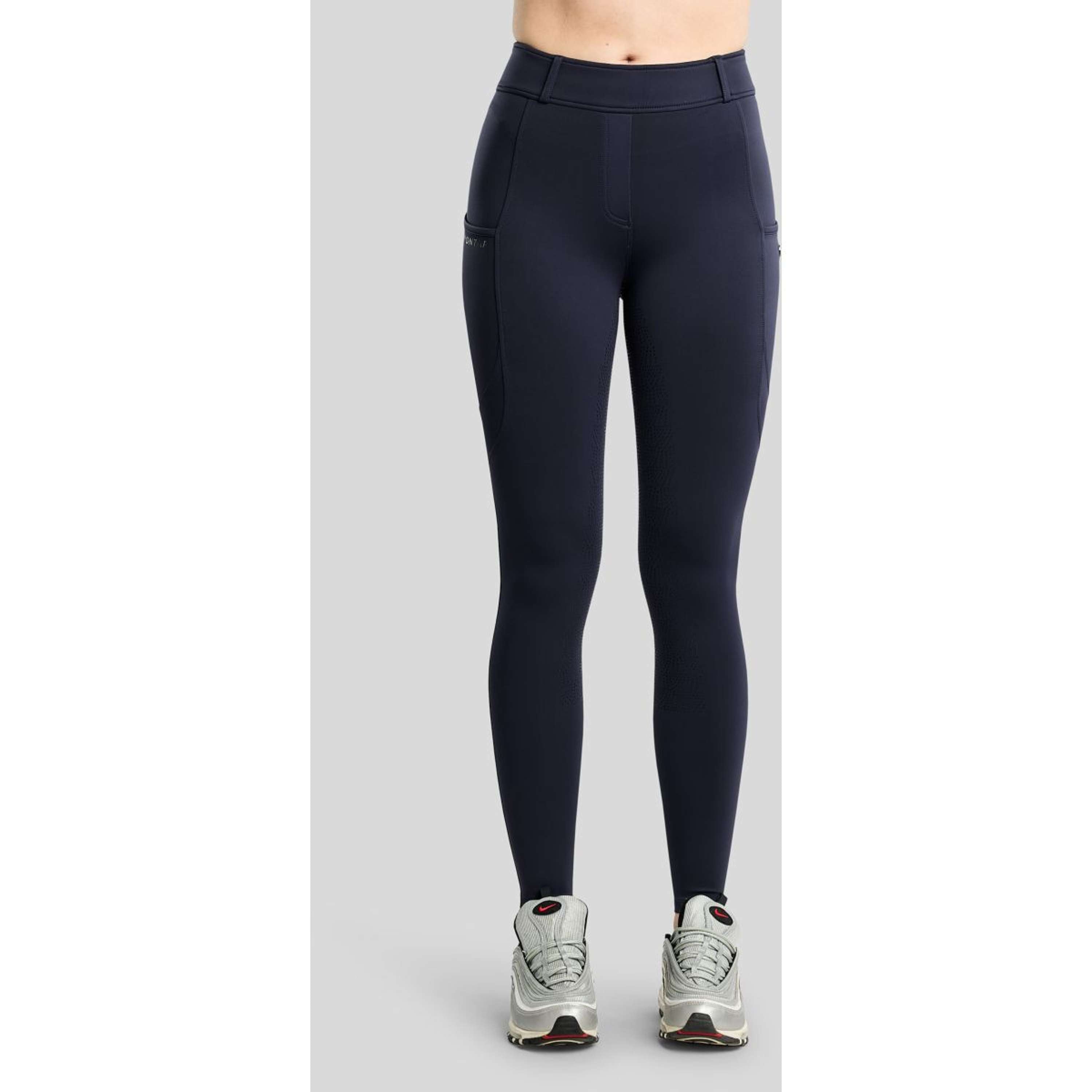 Montar Leggings de montar térmicos MoAddie Hybrid Gun Metal Logo Full Grip Navy