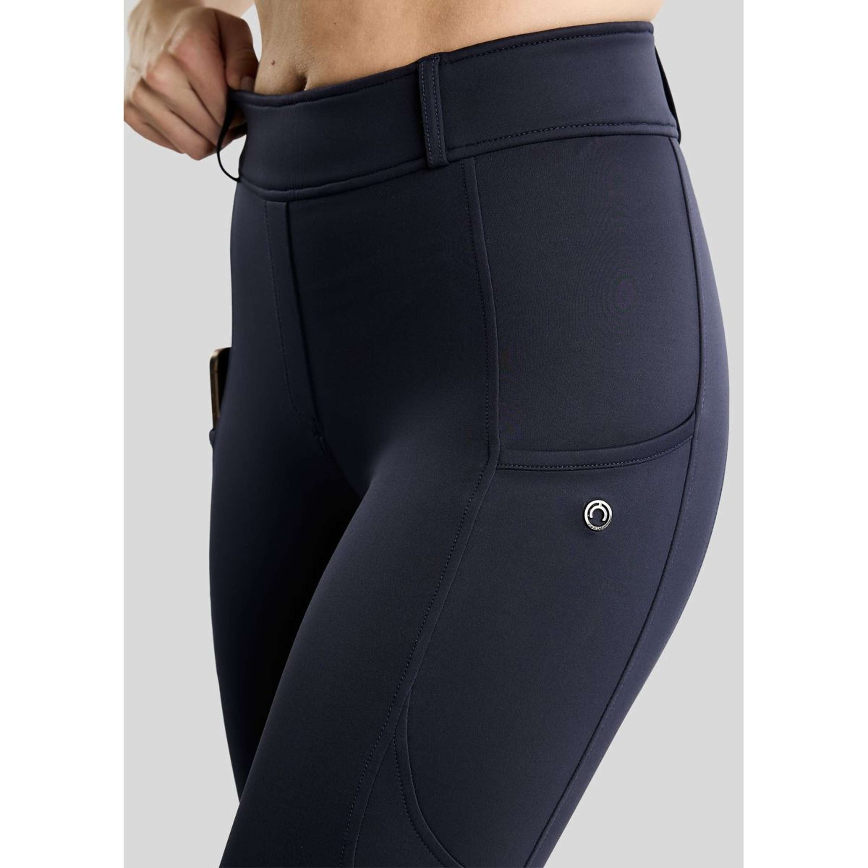 Montar Leggings de montar térmicos MoAddie Hybrid Gun Metal Logo Full Grip Navy