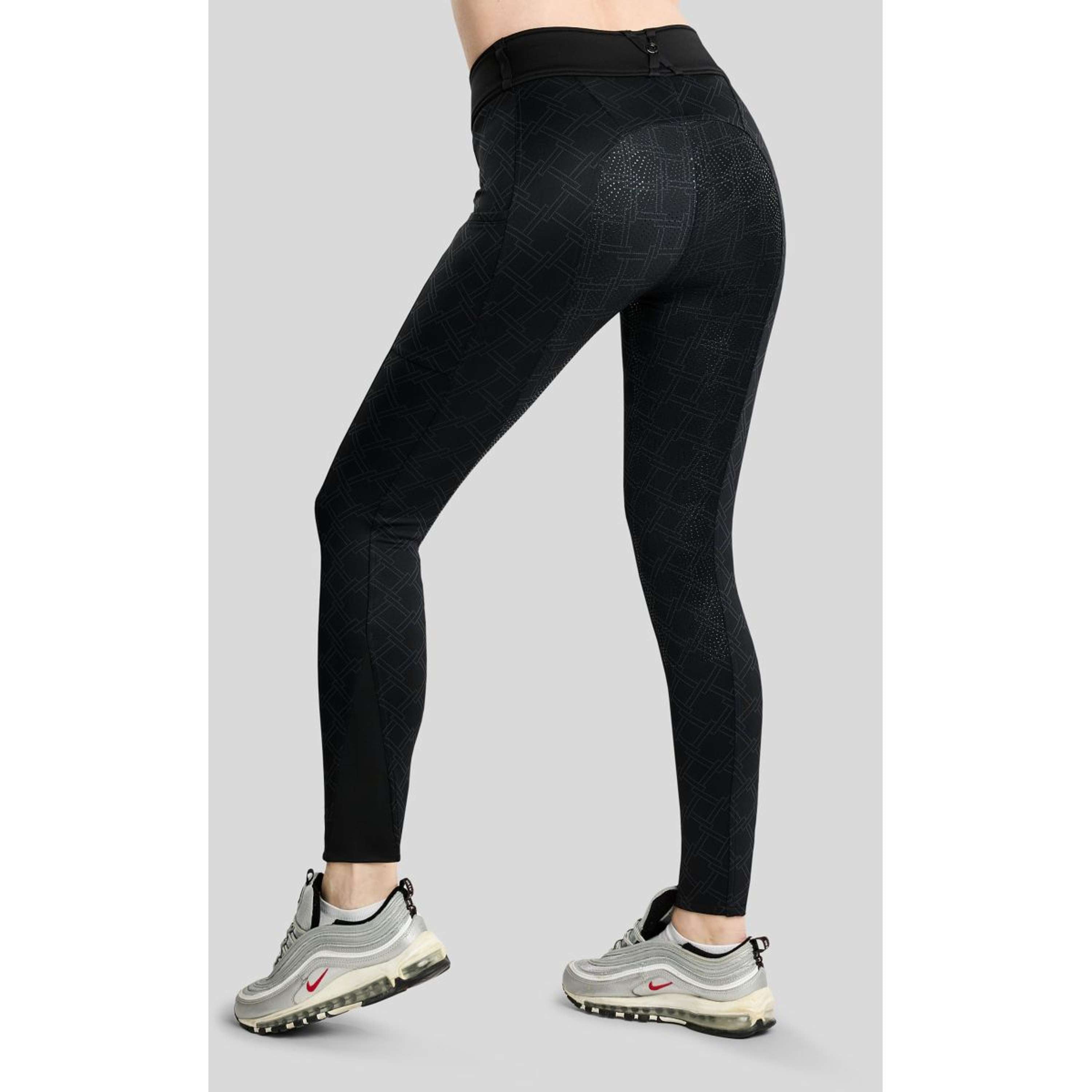Montar Leggings de montar térmicos MoLeia Lumber Check All Over Printed Full Grip Negro