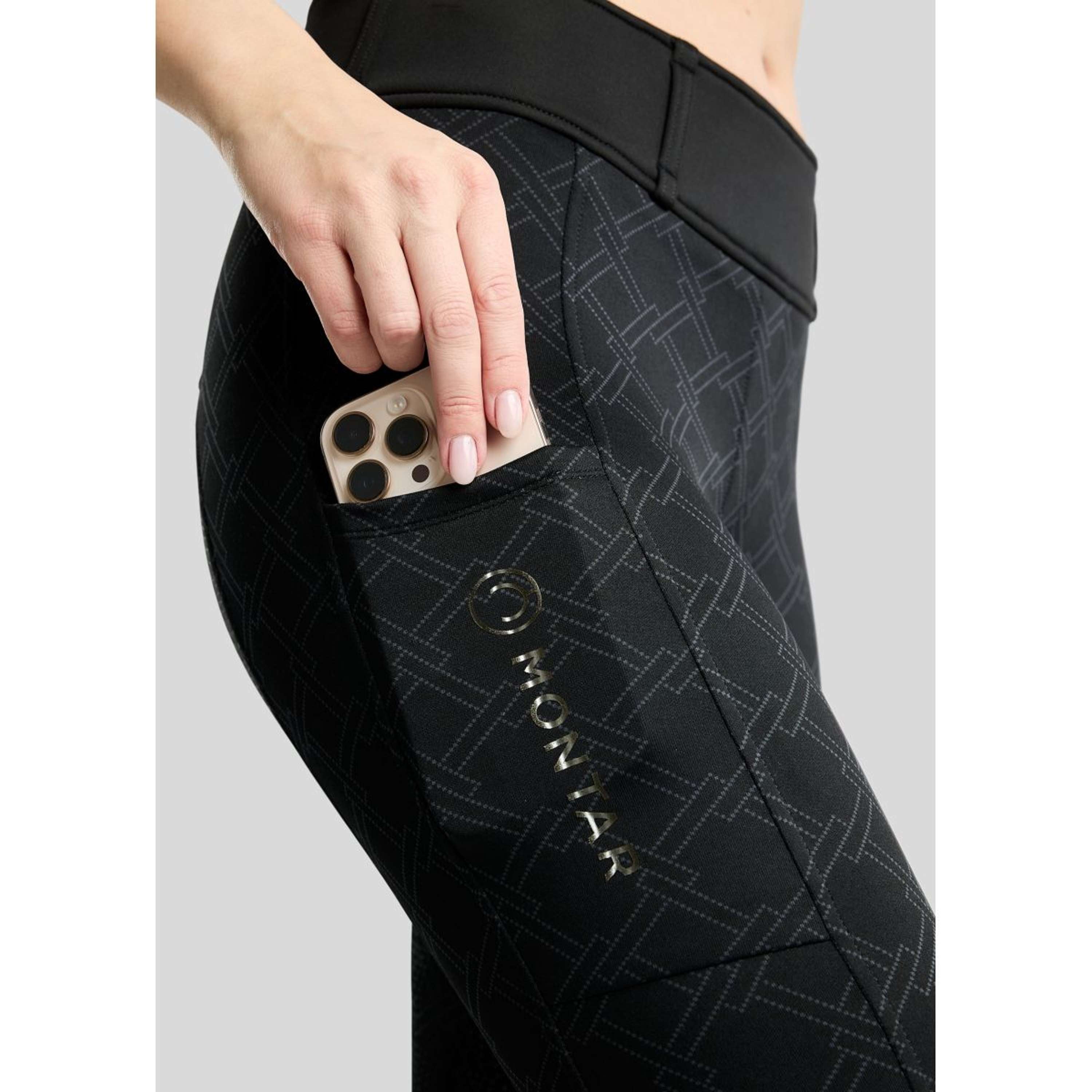 Montar Leggings de montar térmicos MoLeia Lumber Check All Over Printed Full Grip Negro