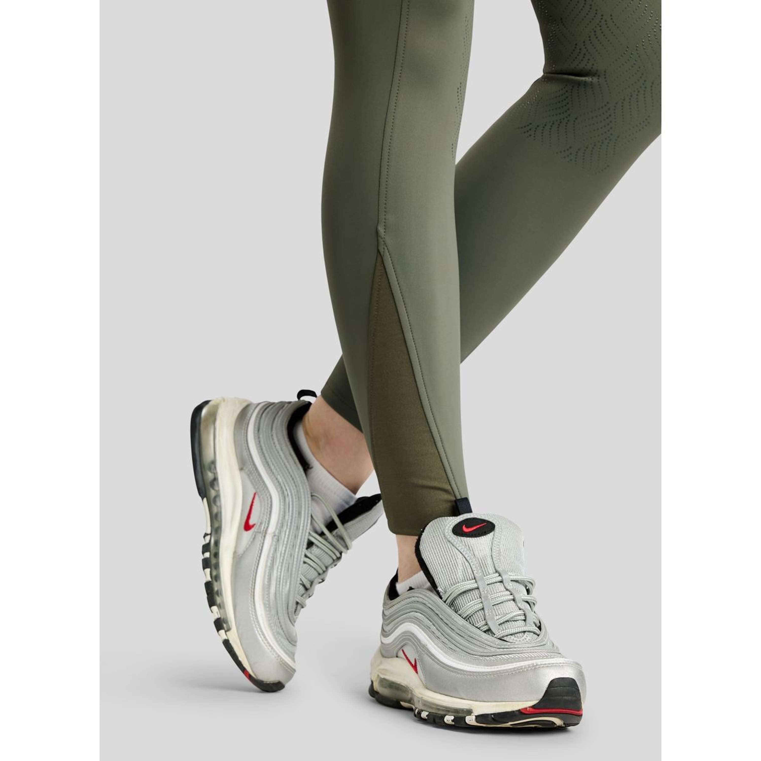 Montar Legging de Equitación MoWilma Hybrid Pintucks Golden Quartz Crystals Full Grip Forest Green