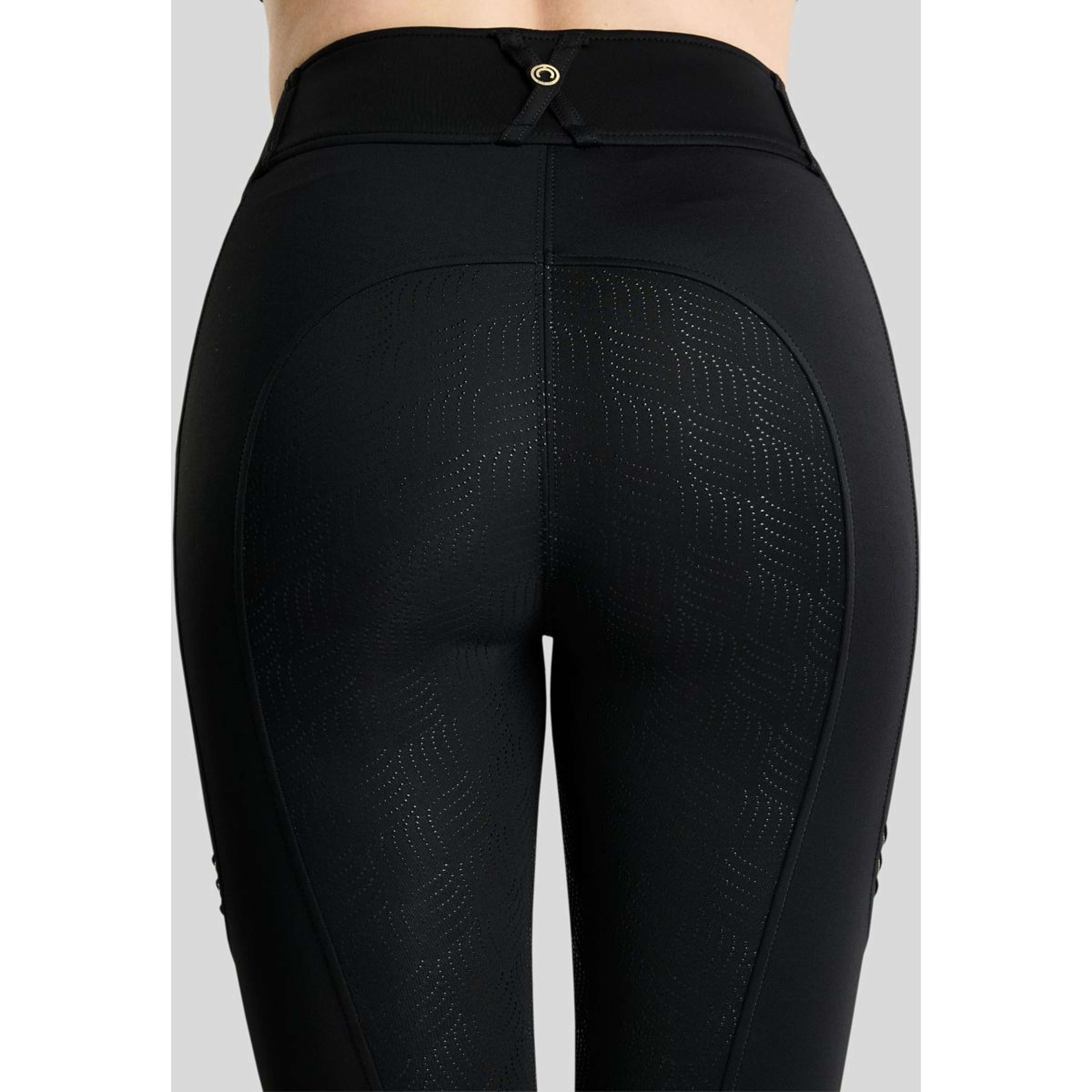 Montar Legging de Equitación MoWilma Hybrid Pintucks Golden Quartz Crystals Full Grip Negro