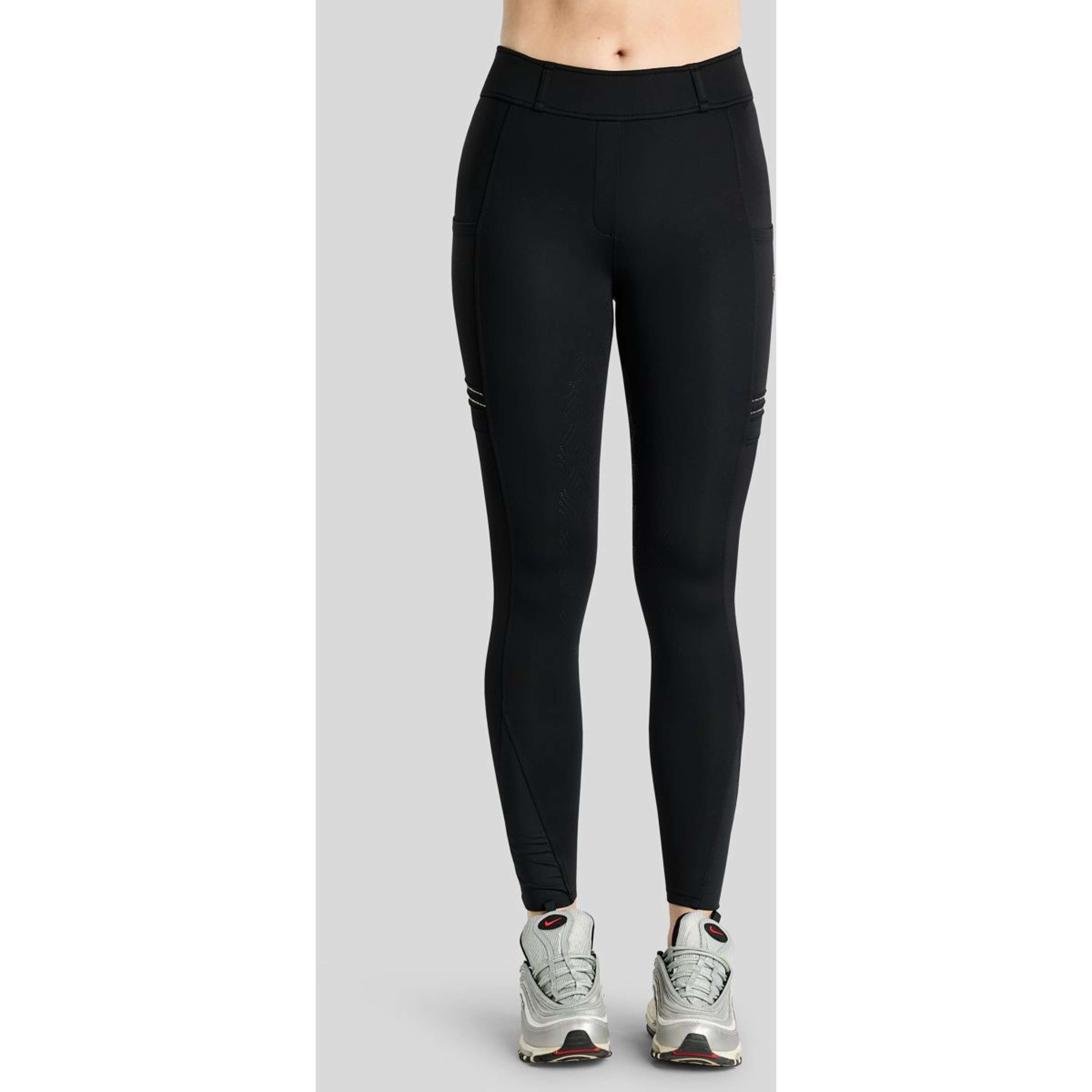 Montar Legging de Equitación MoWilma Hybrid Pintucks Golden Quartz Crystals Full Grip Negro