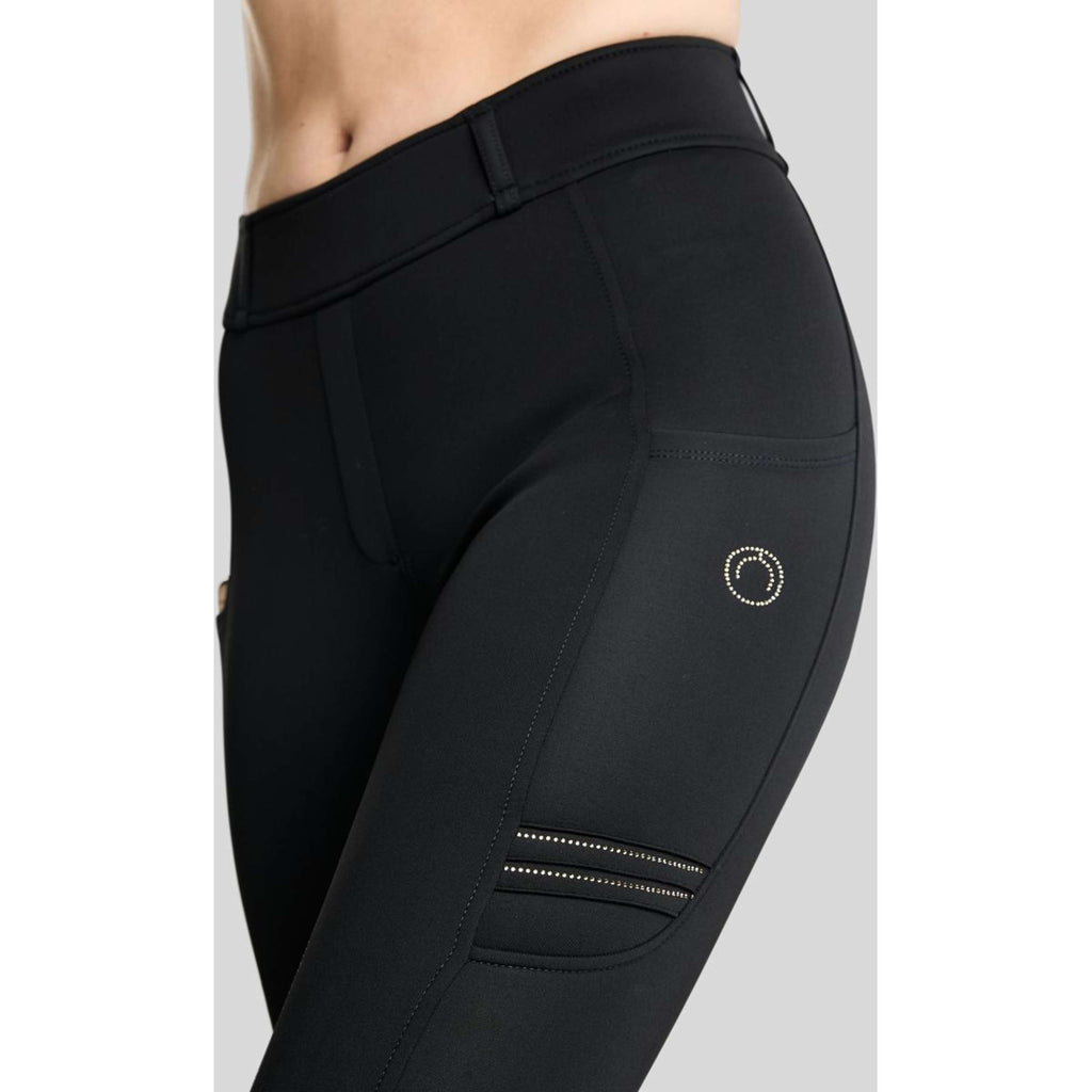 Montar Legging de Equitación MoWilma Hybrid Pintucks Golden Quartz Crystals Full Grip Negro