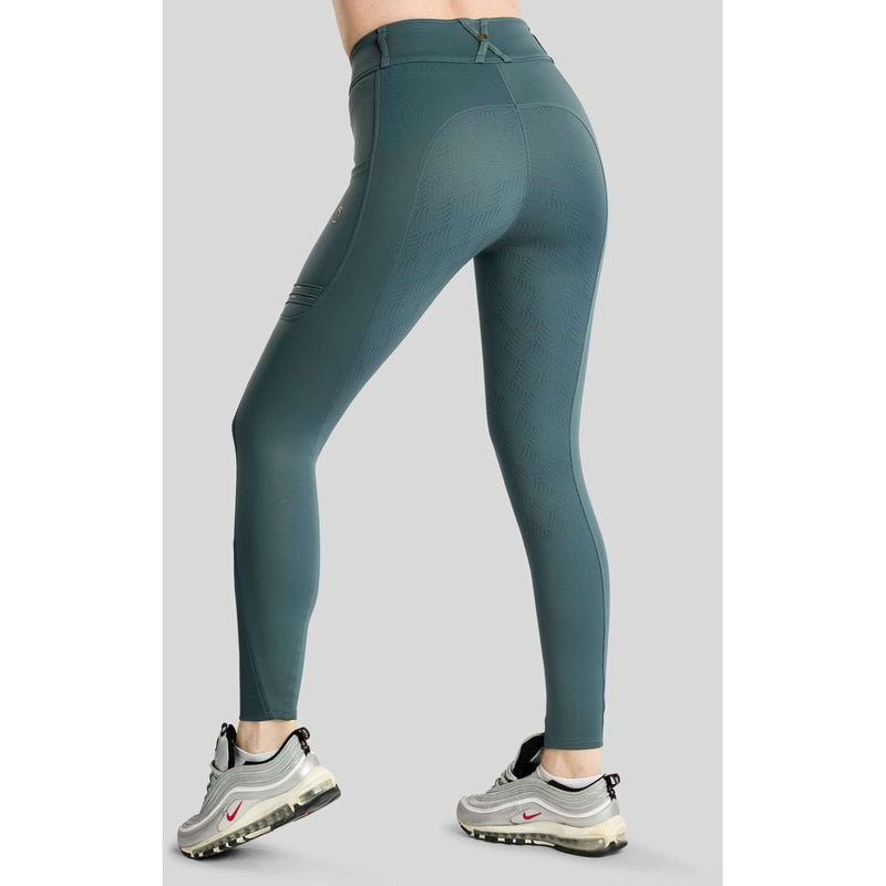 Montar Legging de Equitación MoWilma Hybrid Pintucks Golden Quartz Crystals Full Grip Dark Slate