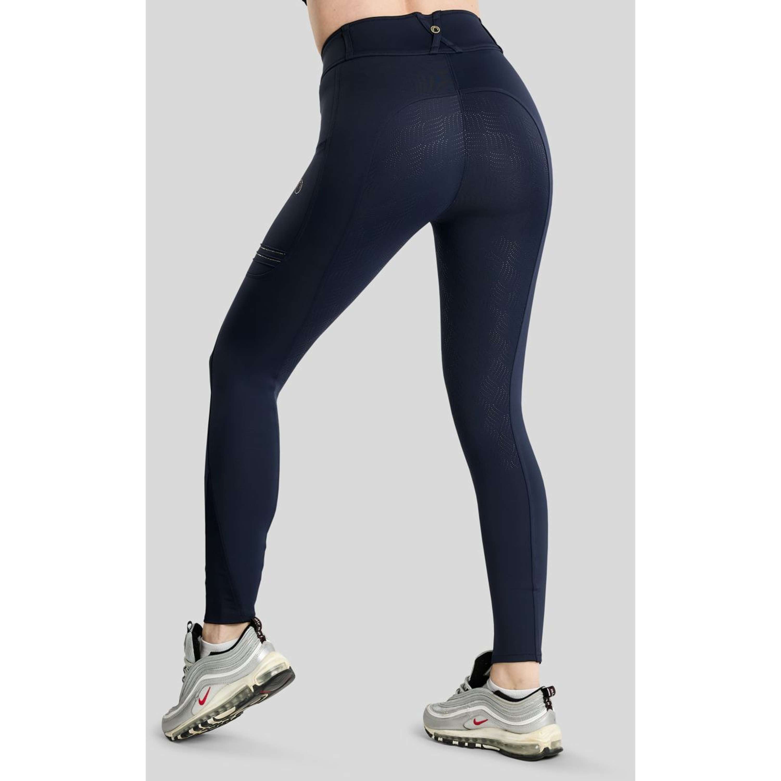 Montar Legging de Equitación MoWilma Hybrid Pintucks Golden Quartz Crystals Full Grip Navy