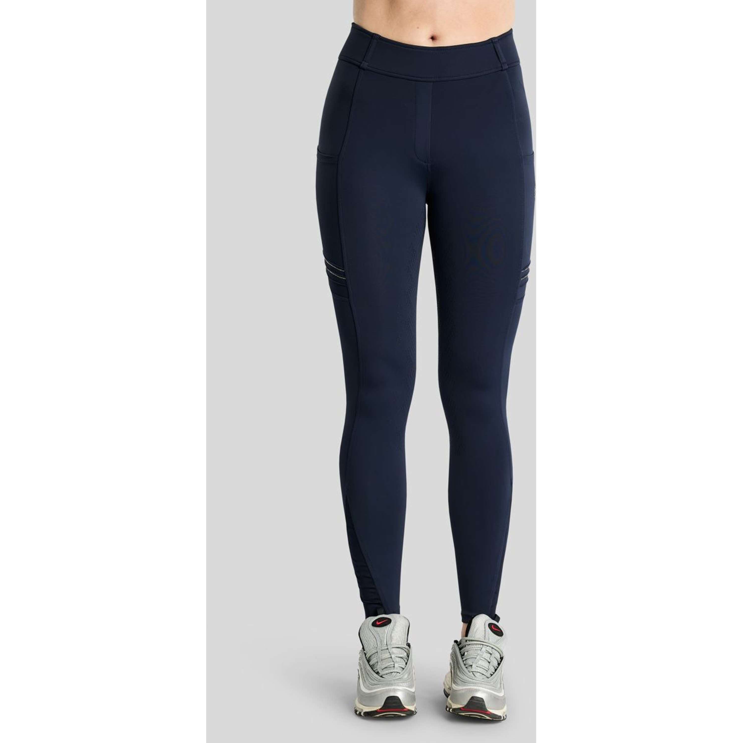 Montar Legging de Equitación MoWilma Hybrid Pintucks Golden Quartz Crystals Full Grip Navy