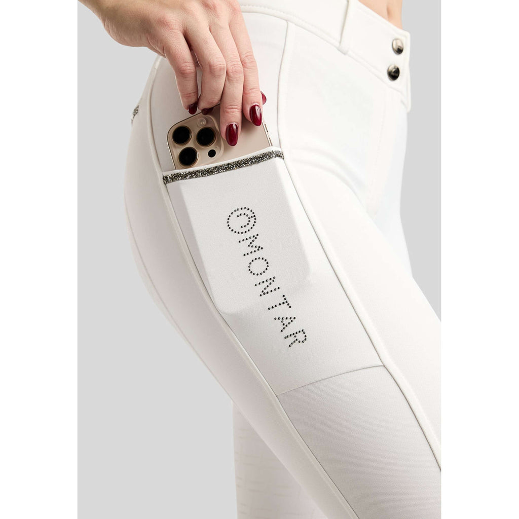 Montar Pantalón de Equitación MoMaisy Full Grip Blanco