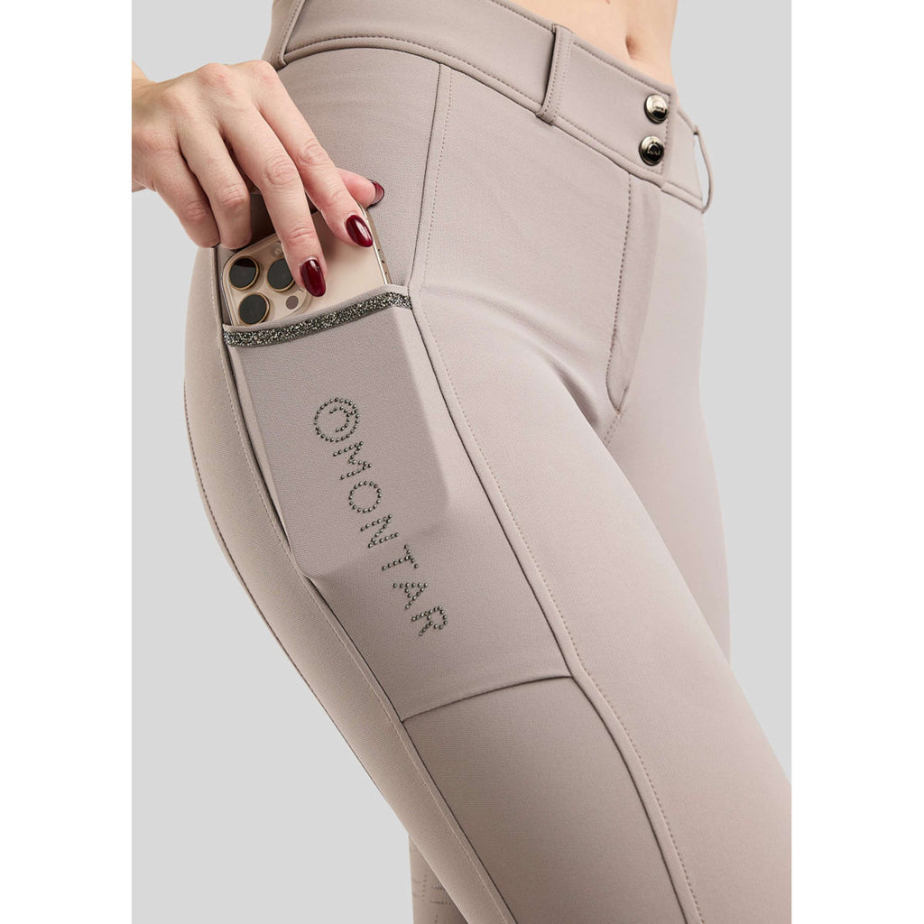 Montar Pantalón de Equitación MoMaisy Full Grip Pearl Grey
