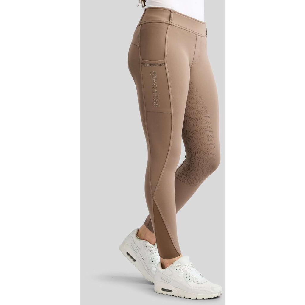 Montar Legging de Equitación MoWilma Hybrid Pintucks Golden Quartz Crystals Full Grip Nougat Brown