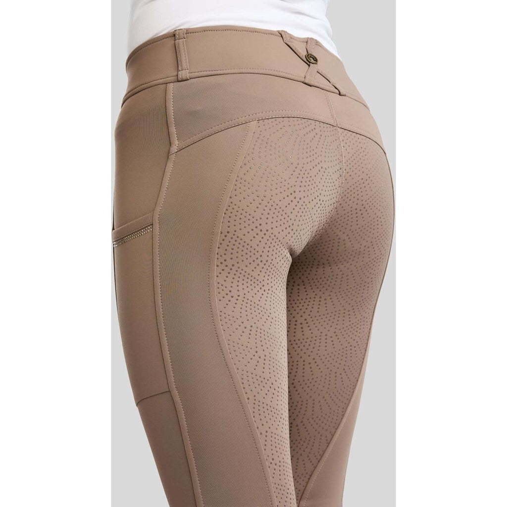 Montar Legging de Equitación MoWilma Hybrid Pintucks Golden Quartz Crystals Full Grip Nougat Brown
