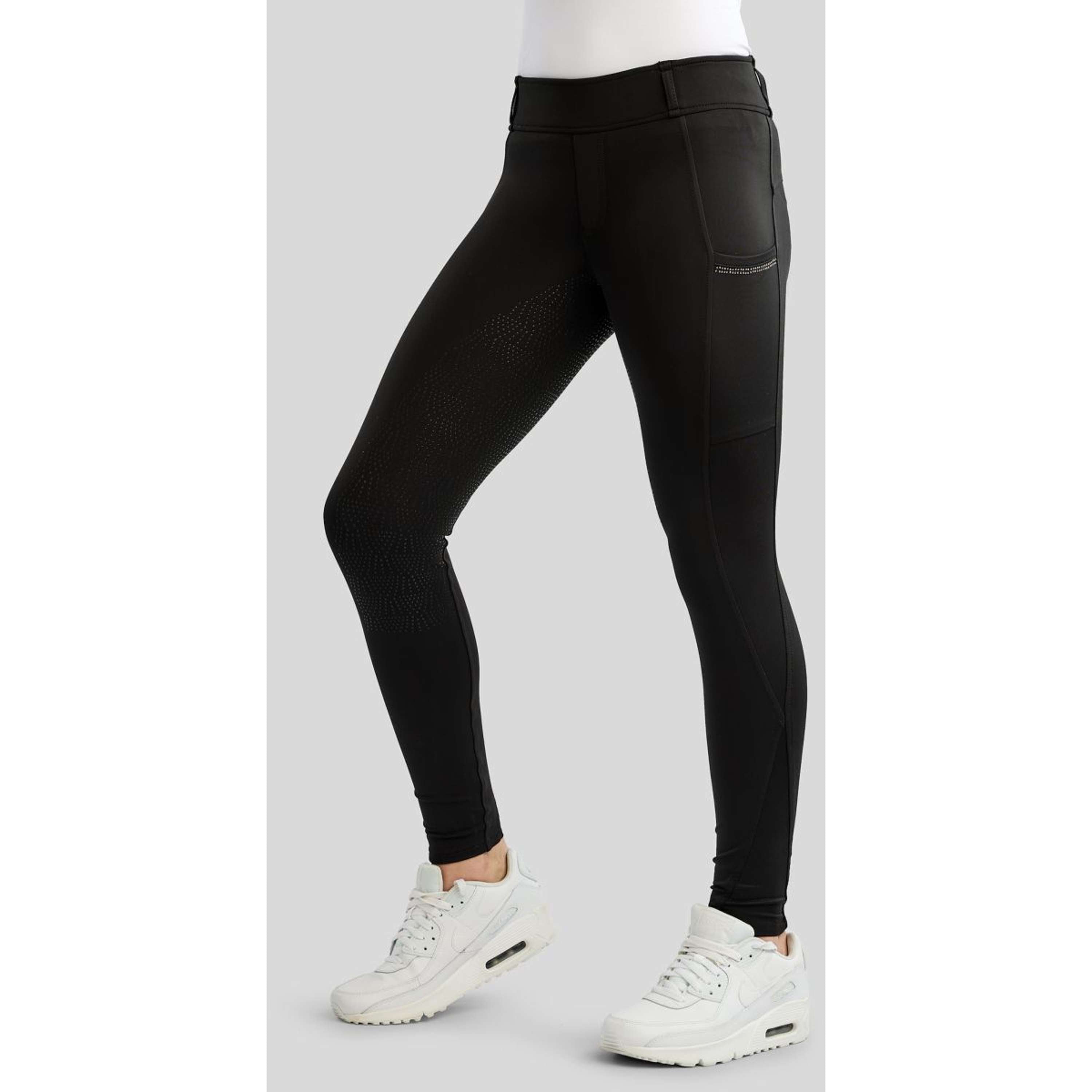 Montar Legging de Equitación MoEverline Hybrid Golden Quartz Crystals Kids Full Grip Negro