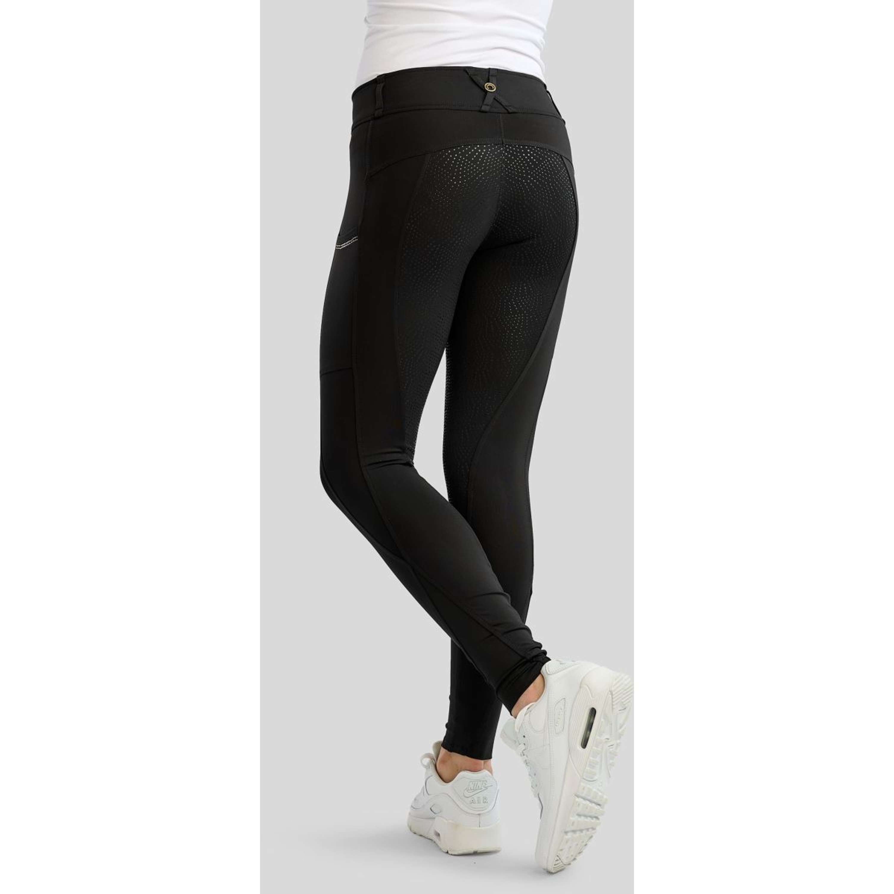Montar Legging de Equitación MoEverline Hybrid Golden Quartz Crystals Kids Full Grip Negro