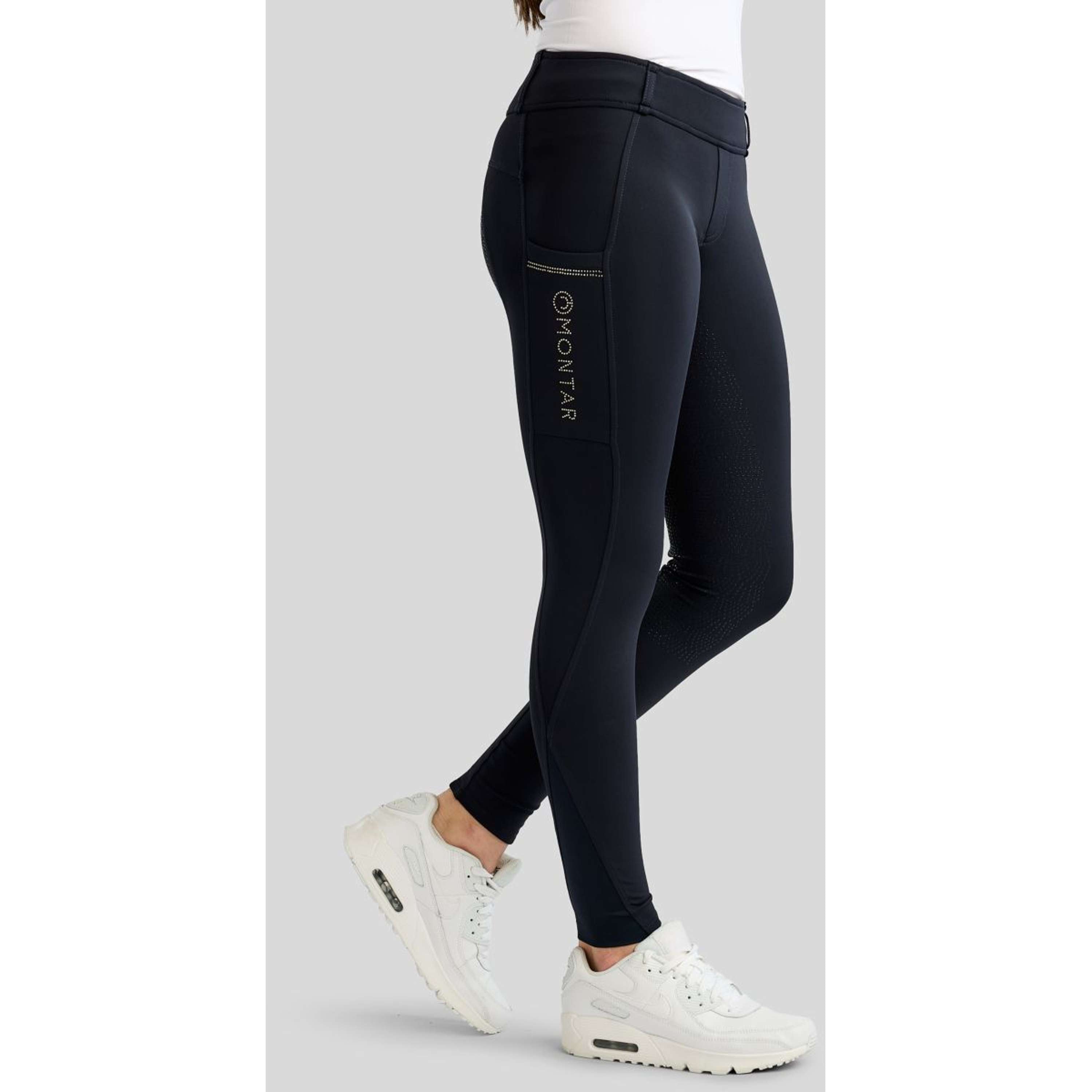 Montar Legging de Equitación MoEverline Hybrid Golden Quartz Crystals Kids Full Grip Navy