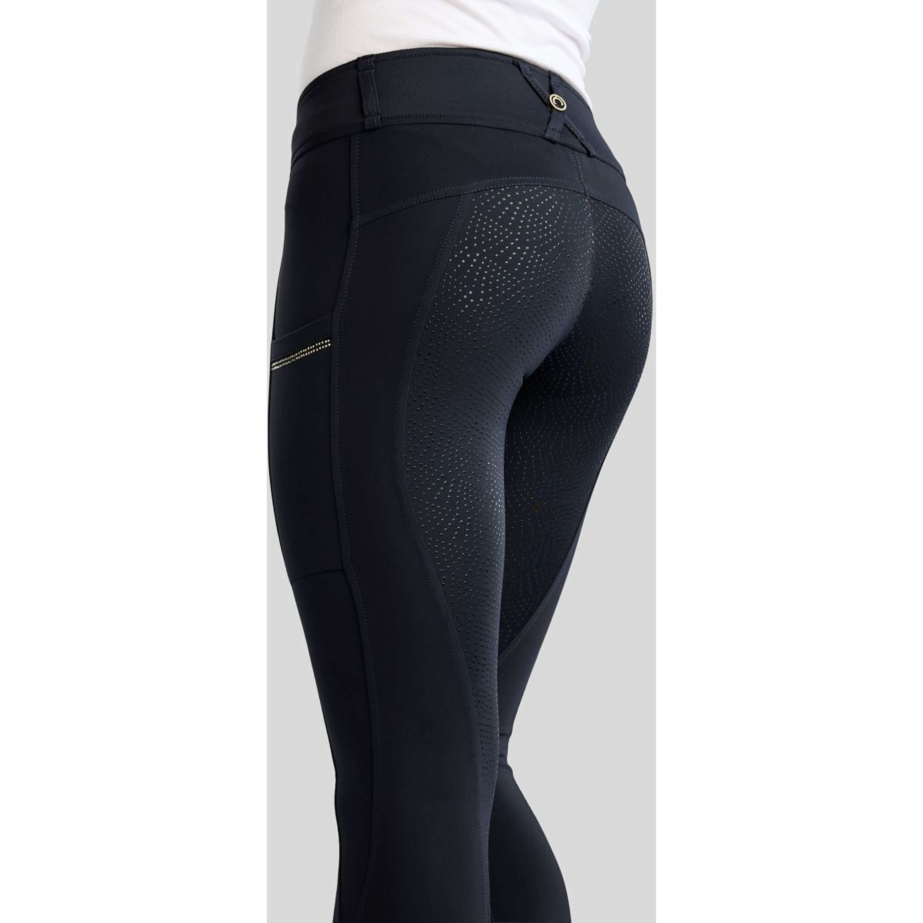 Montar Legging de Equitación MoEverline Hybrid Golden Quartz Crystals Kids Full Grip Navy