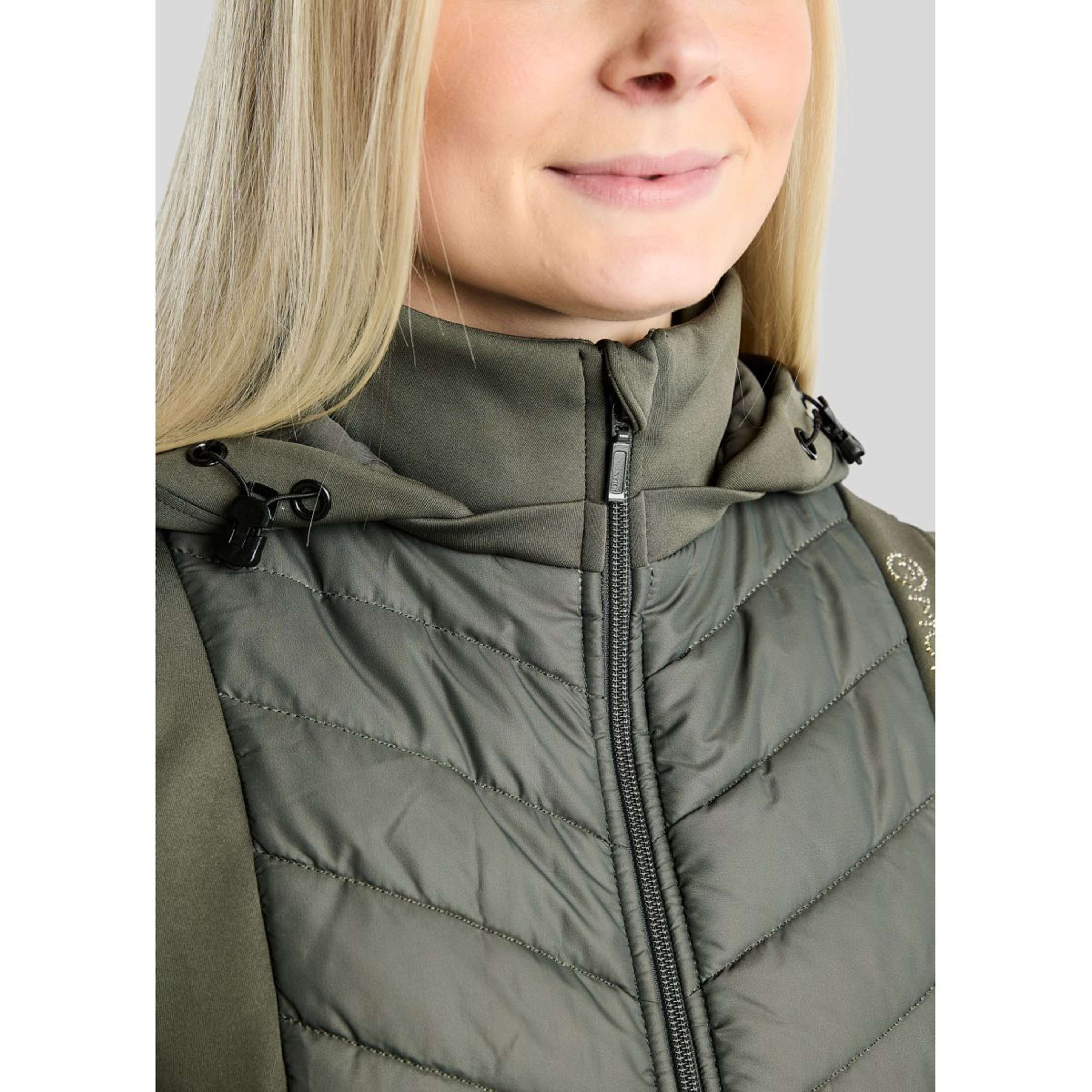 Montar Chaleco MoEverline Hybrid Detachable Hood Golden Quartz Crystals Forest Green