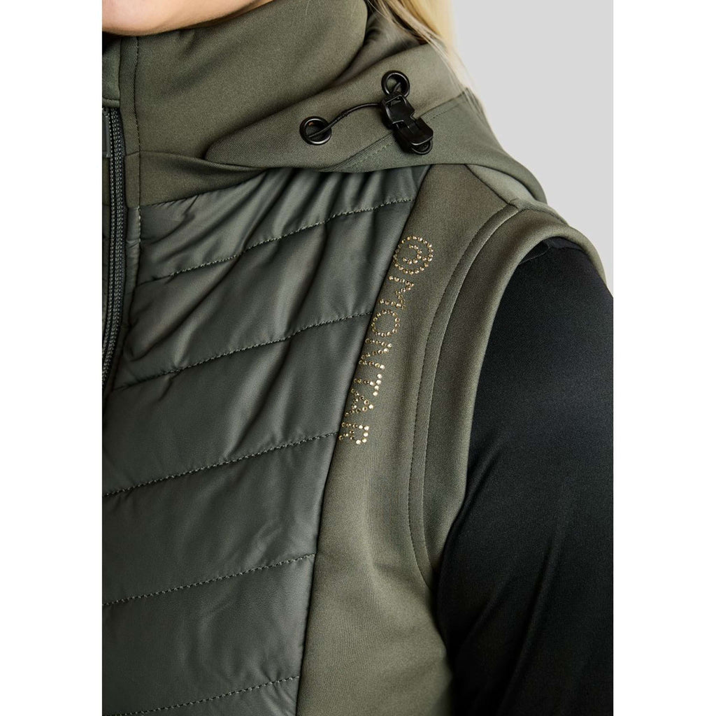 Montar Chaleco MoEverline Hybrid Detachable Hood Golden Quartz Crystals Forest Green