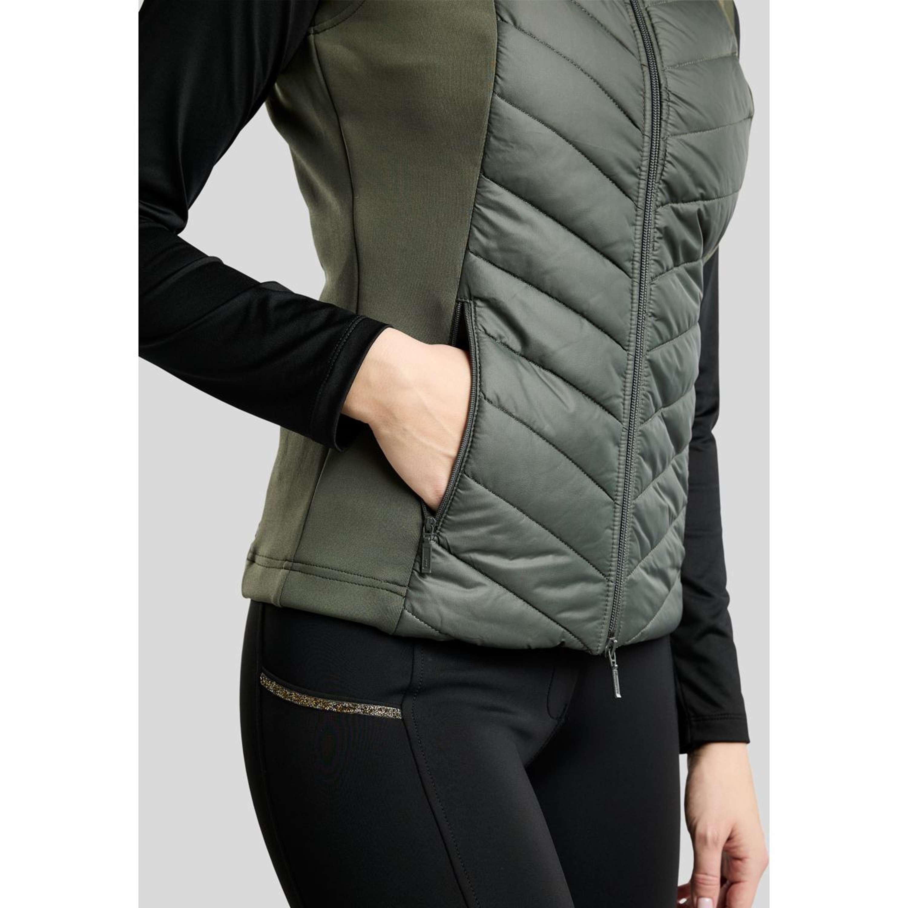 Montar Chaleco MoEverline Hybrid Detachable Hood Golden Quartz Crystals Forest Green